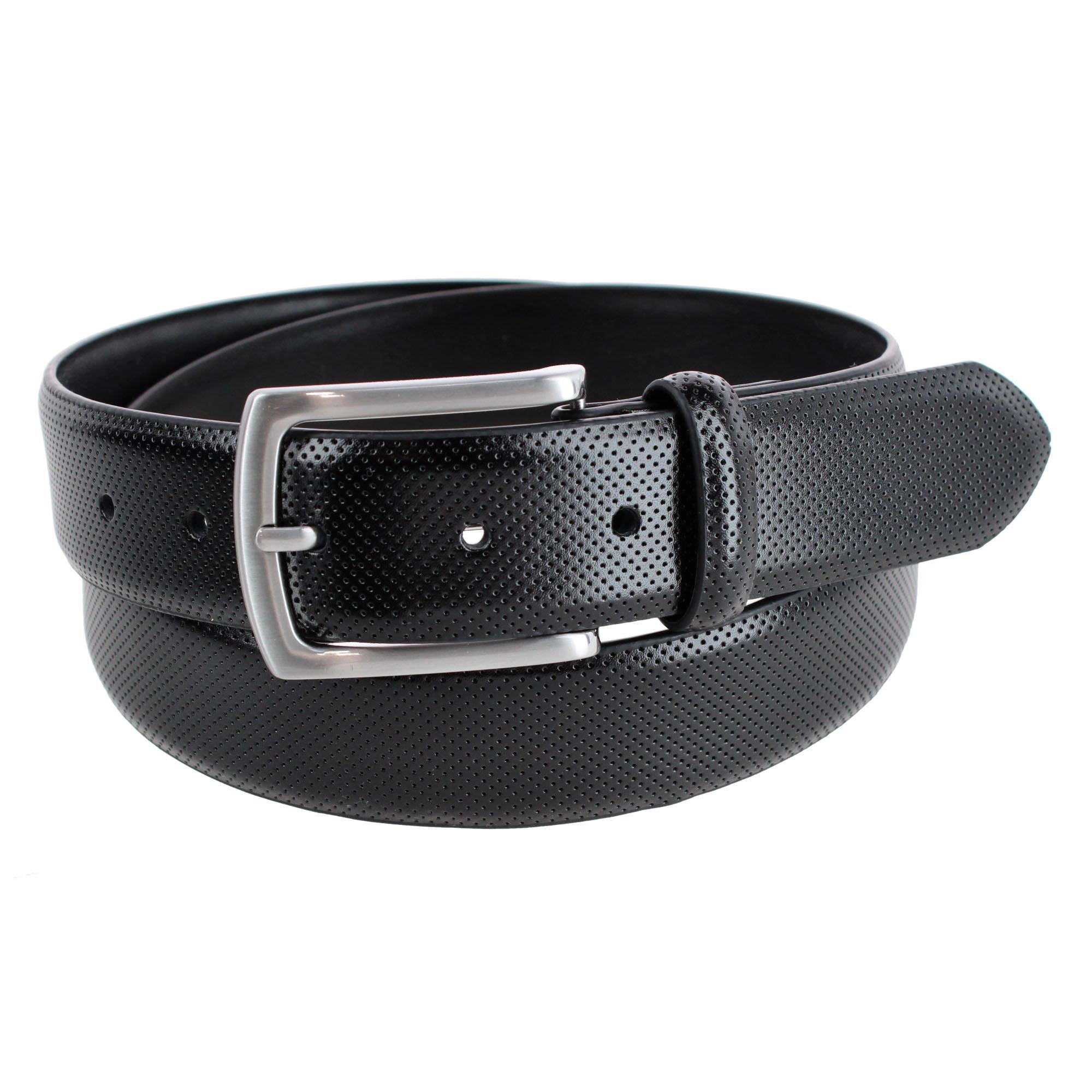 CTM Men's 35mm Pindot Dress Belt with Feathered