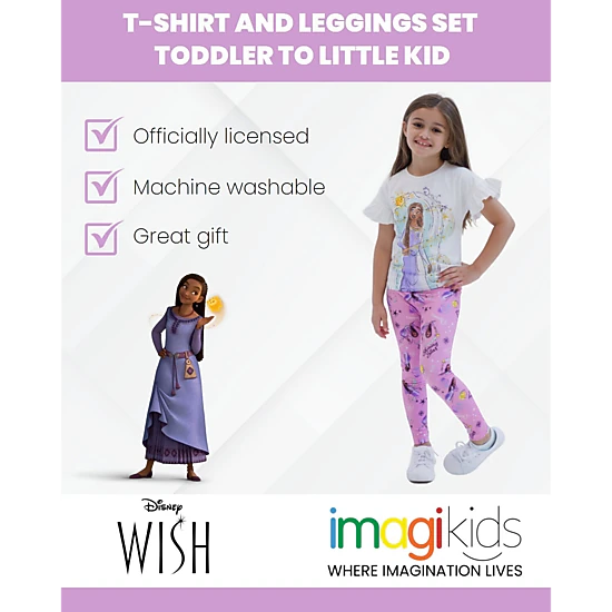 Disney Wish Girls' 2-Piece T-Shirt and Leggings Set