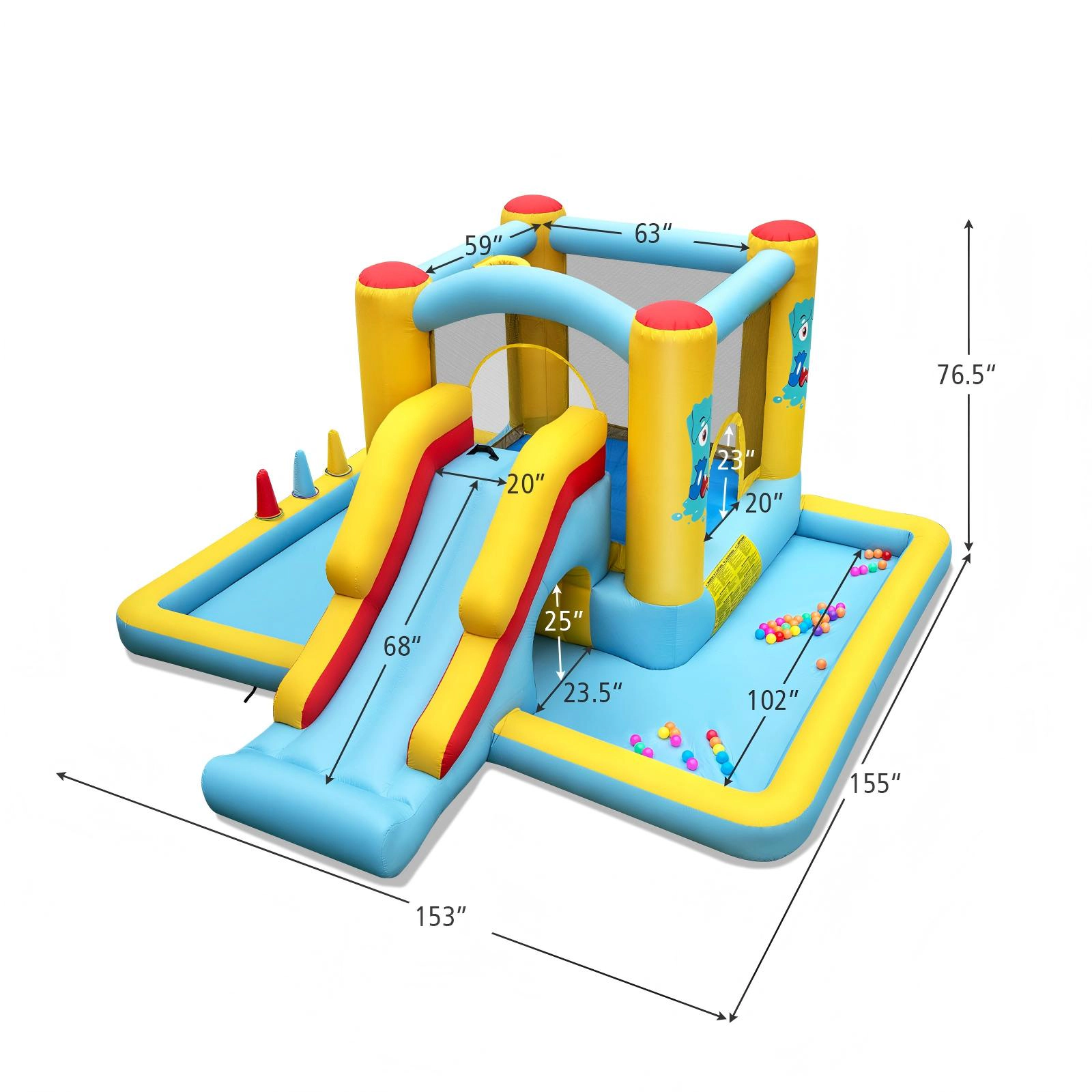 SUGIFT Slide Tunnel and Ball Pit Blower Not Included 7-in-1 Kids Inflatable Bouncy Castle