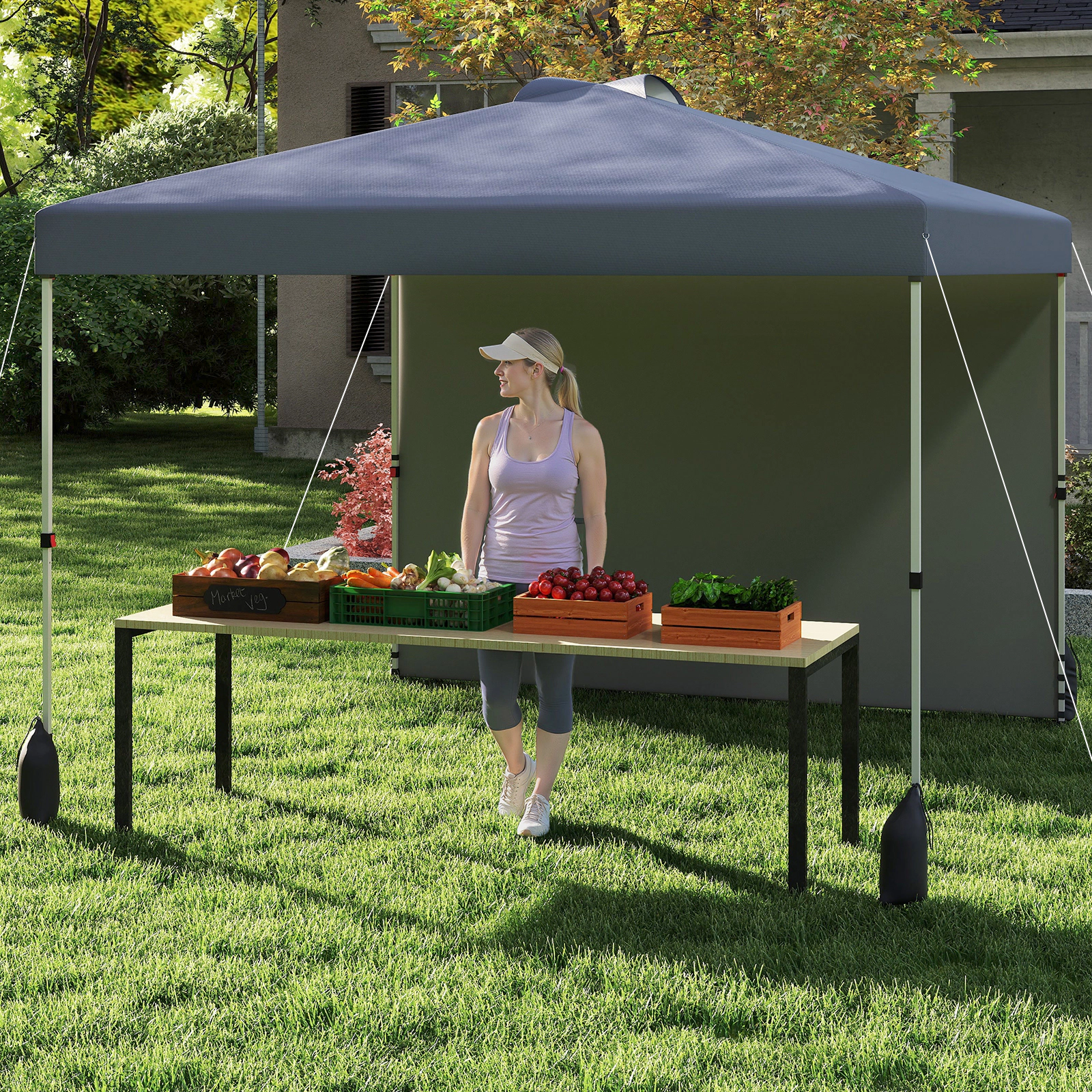 LJG 10 x FT Pop up Canopy Tent with 1 Sidewall and Wheeled Bag