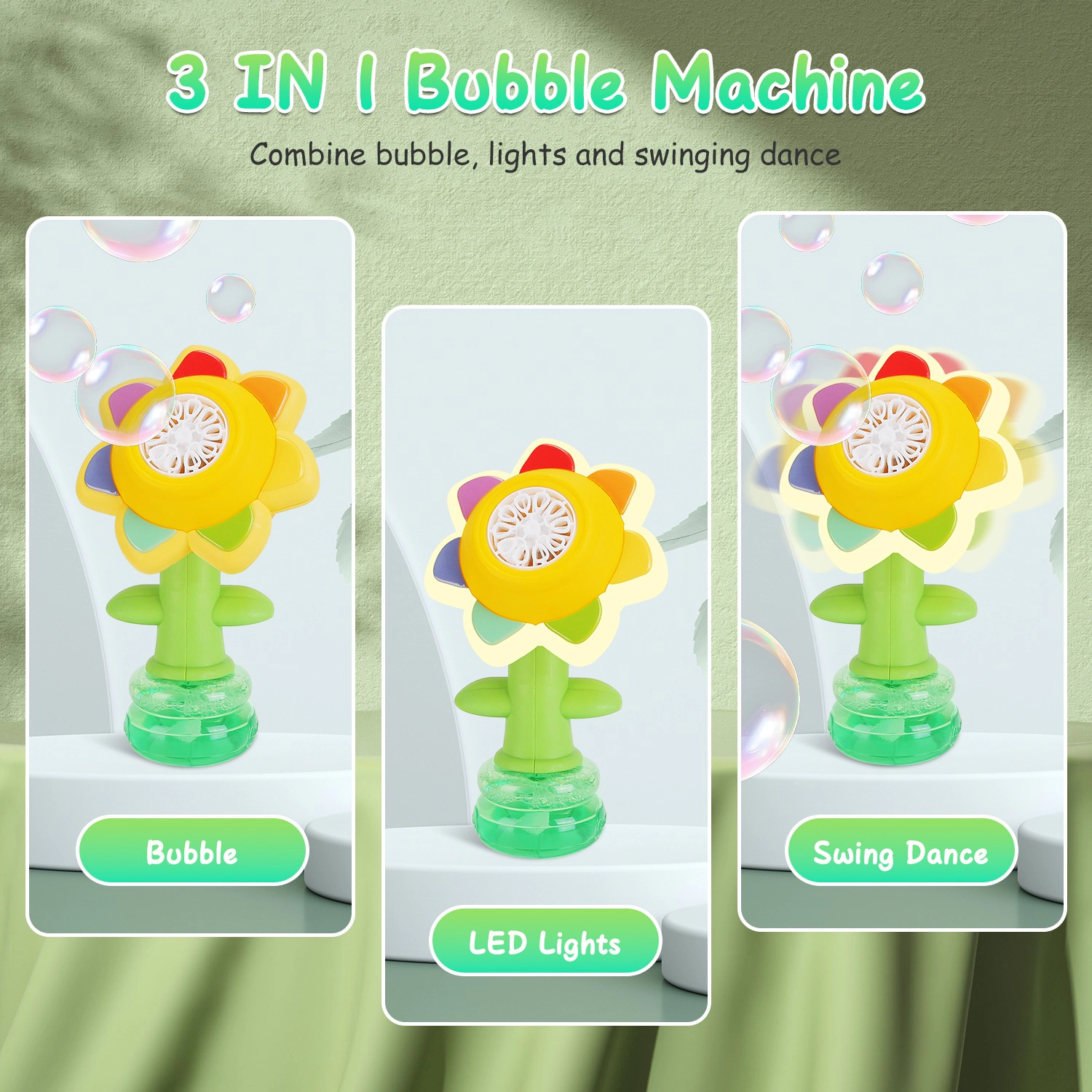 GBruno 2-Piece Dancing Sunflower Bubble Machines