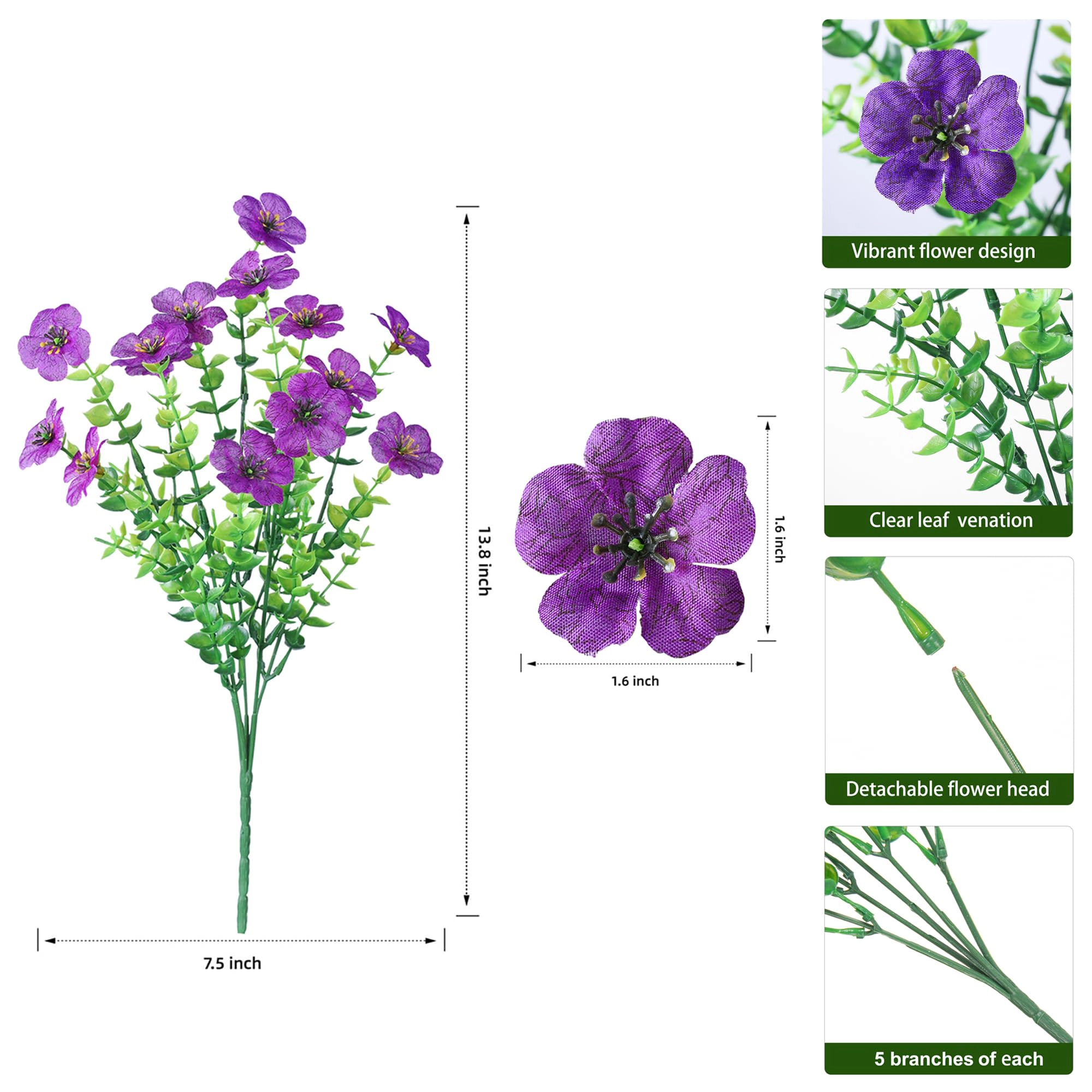 PUPWE Artificial Mums Flowers Outdoor UV Resistant