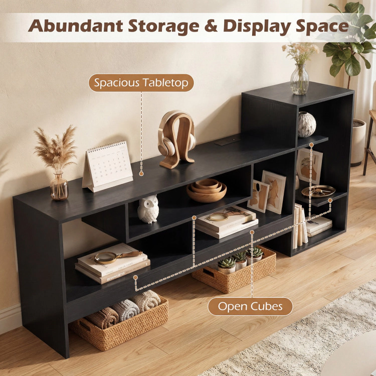 Hivvago Cube Tv Stand For 55 Inch With Power Outlets And Open Storage Shelves