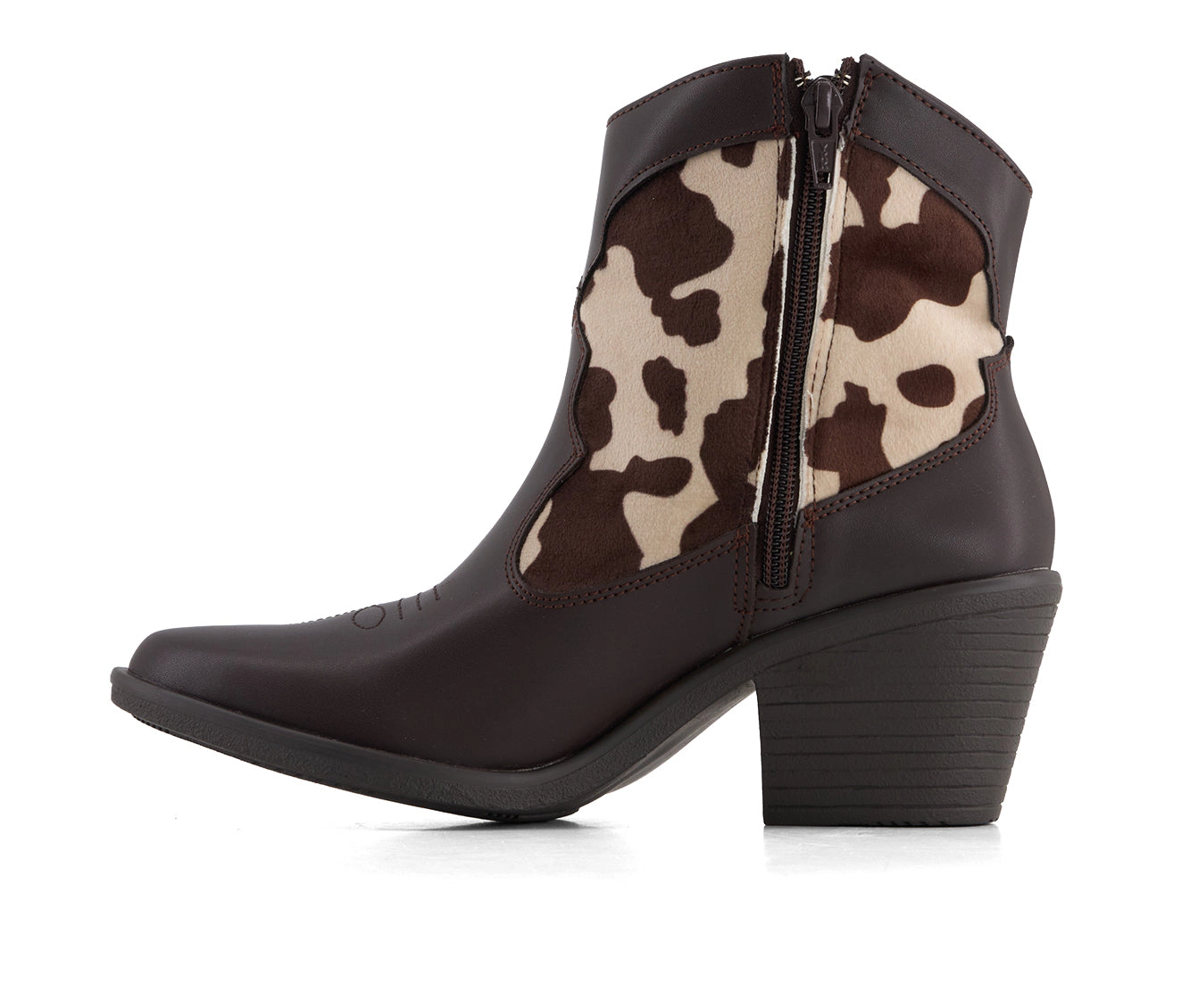 Andrea Womens Western Cow Pattern Booties
