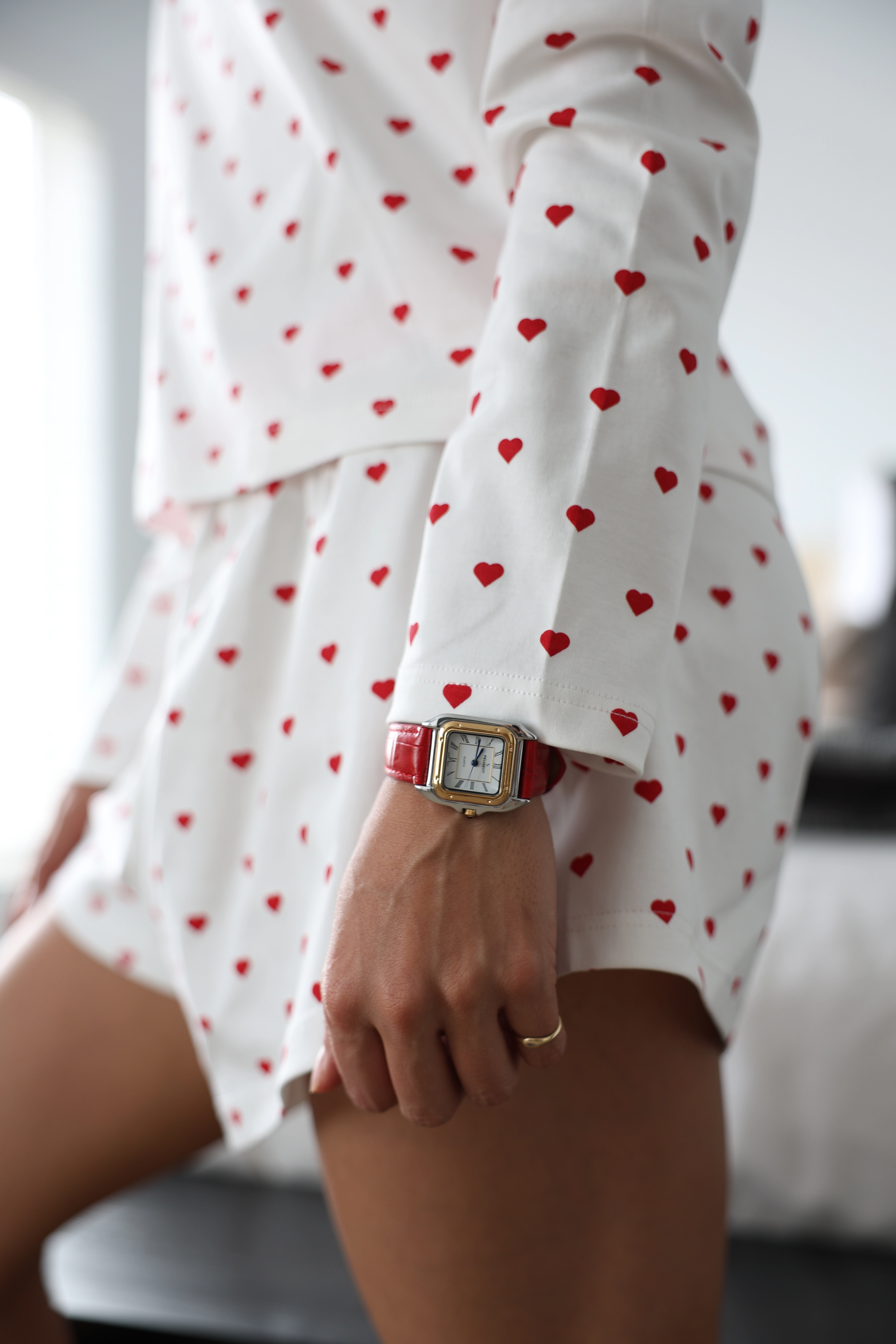 Peugeot Women's Watch 36mm Square Tank Shape Red Leather Strap Watch