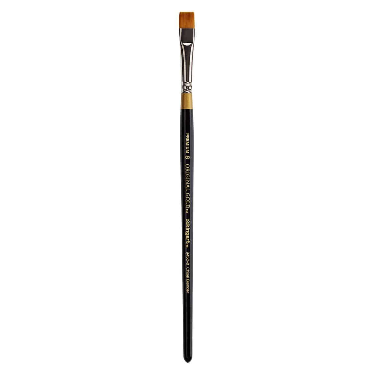 KINGART Original Gold 9450 Chisel Blender Golden Taklon Brush - Short Handle