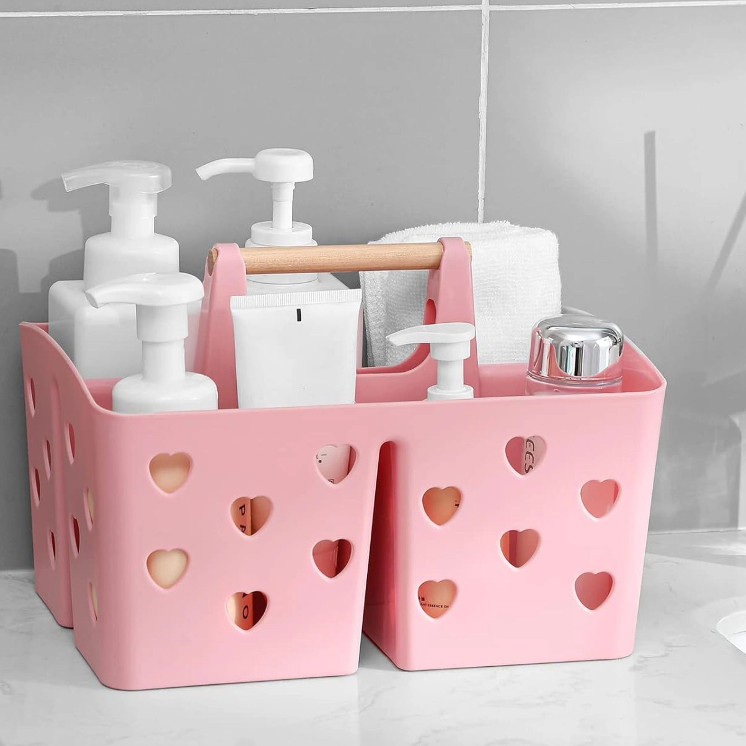 Stock Preferred Portable Plastic Shower Caddy with Handle Divided Bathroom Organizer Tote