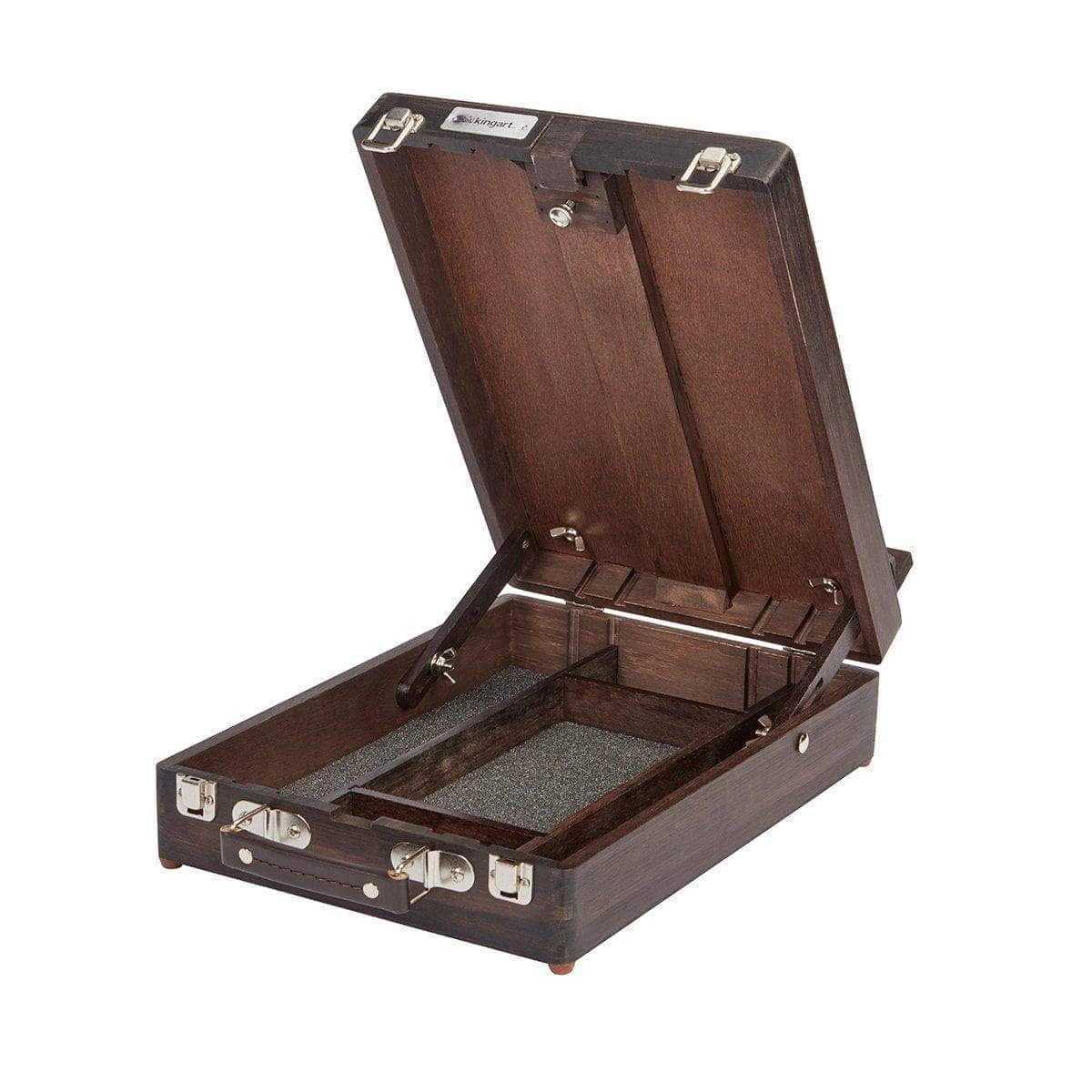 KINGART Wood Easel Art Box - Portable Adjustable Tabletop Sketchbox