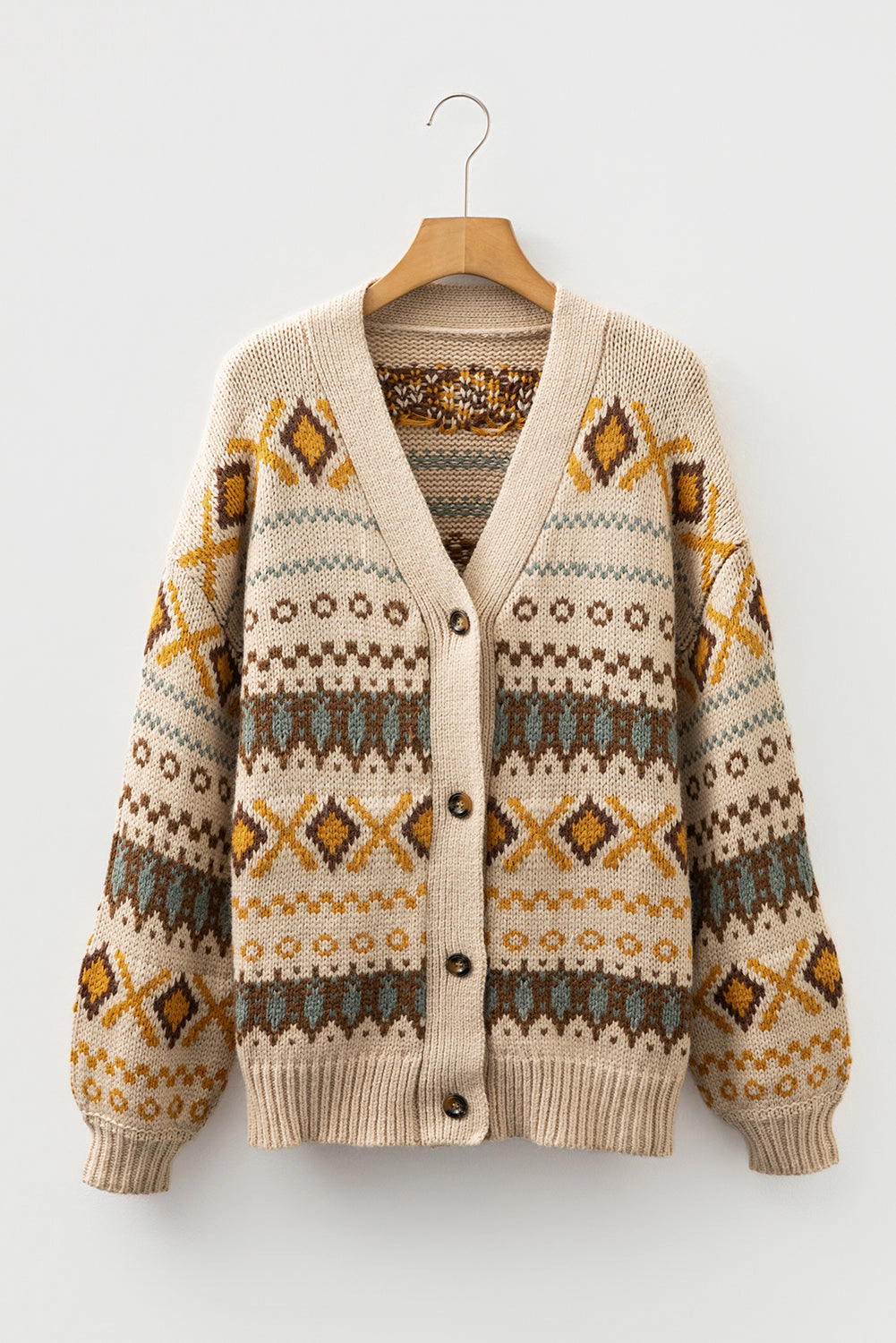 Threaded Pear Women's Hana Pattern Knitted Cardigan Sweater
