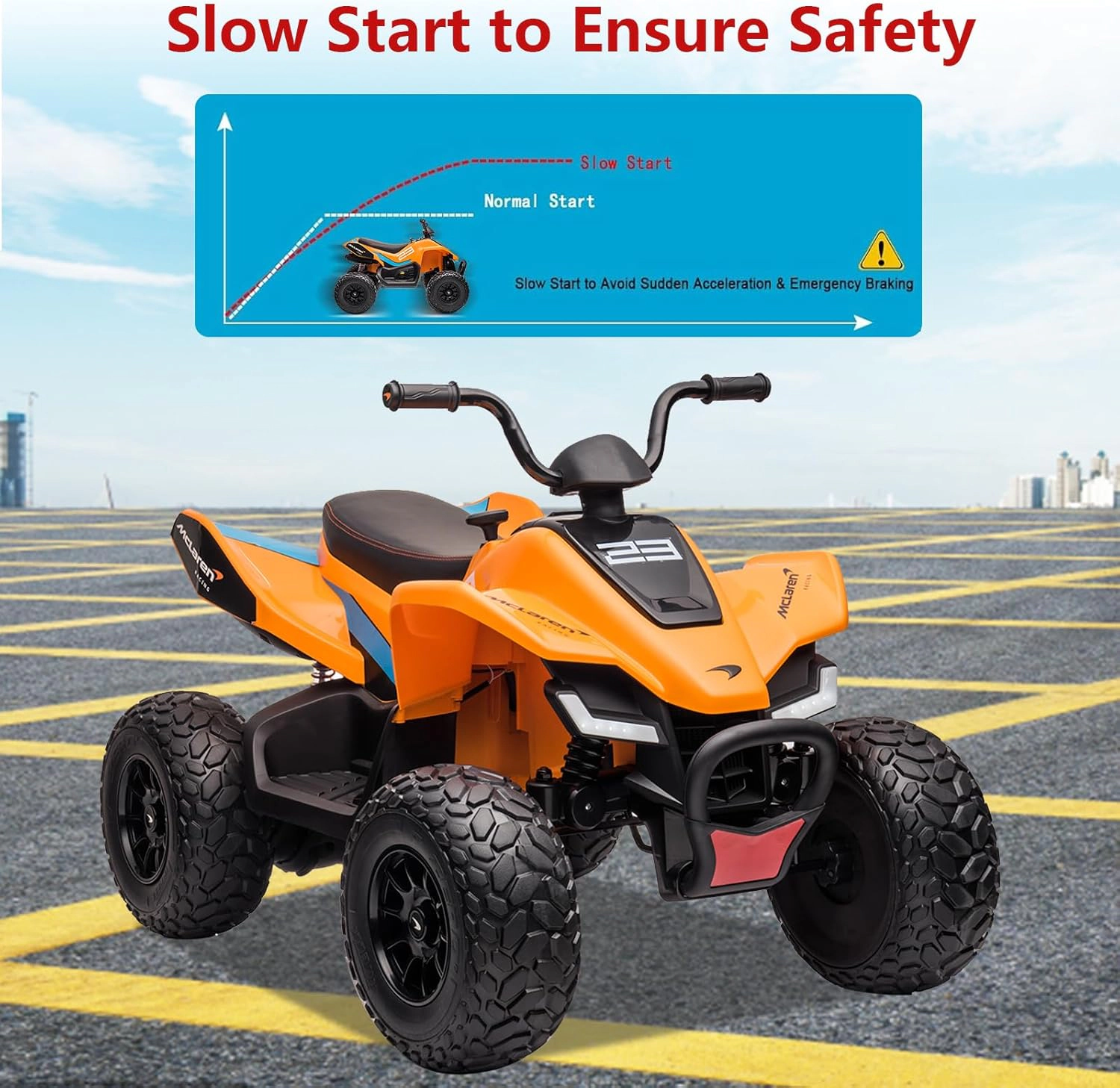 Licensed McLaren 24V Kids Ride-On Car, Electric 4-Wheeler Quad ATV w/ 2 Speeds, LED, Bluetooth & Music