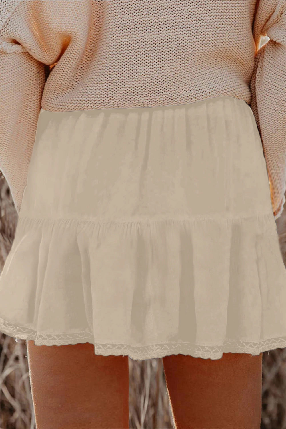 Threaded Pear Women's Millie Trim Boho Ruffled PLUS Shorts