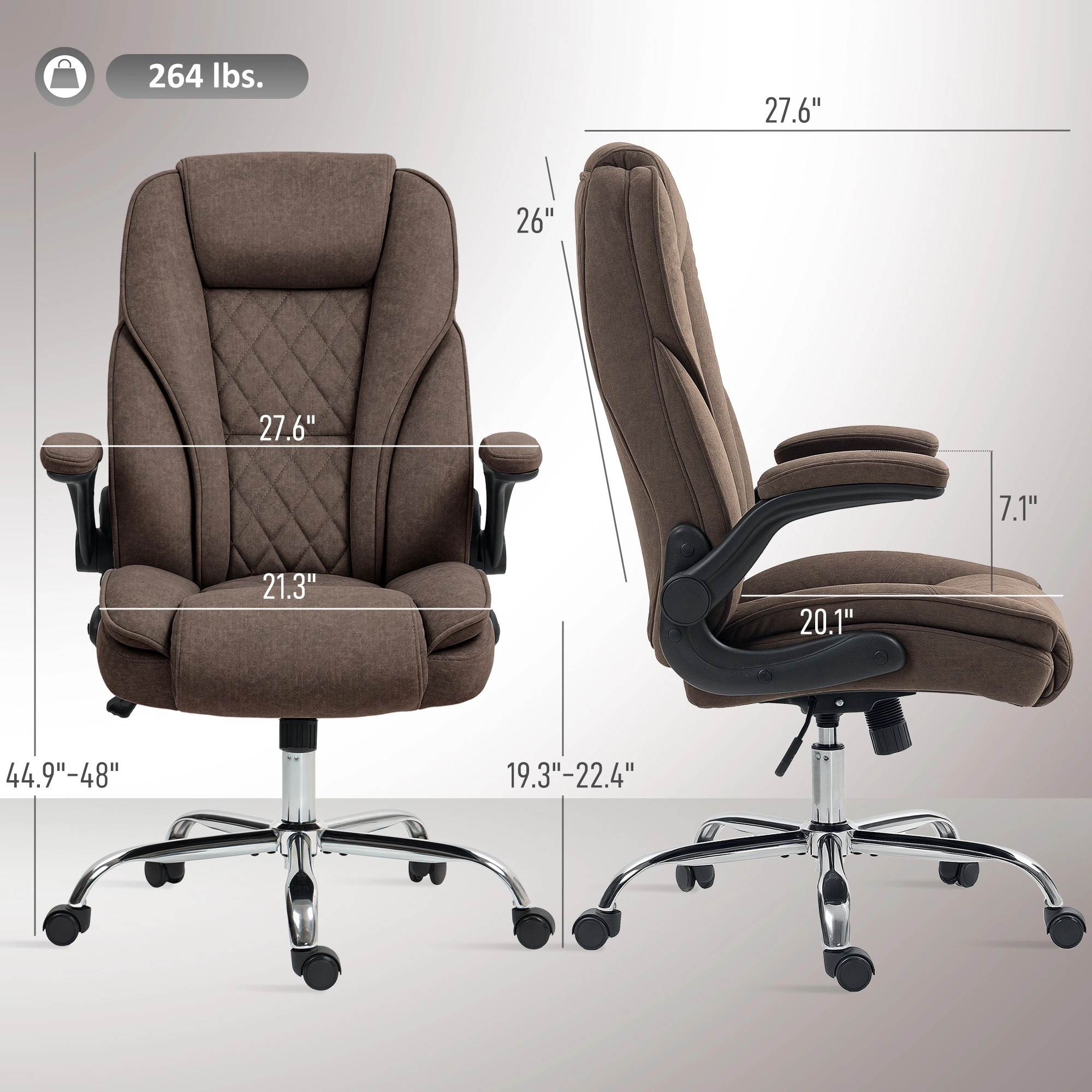 HONGGE Executive Office Chair, Desk Chair with Flip-up Armrest, Diamond Fabric Computer Chair for Home Office