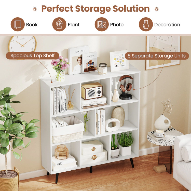 Hivvago 8-Cube Bookcase with 5 Tapered Metal Legs