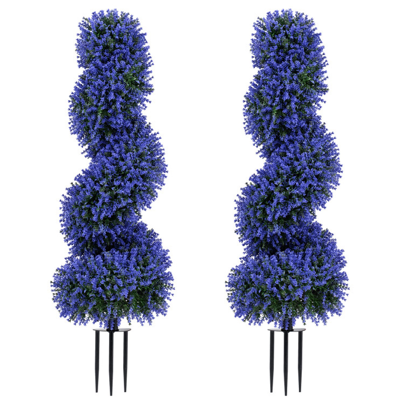 SUGIFT Set of 2 36-in Purple Artificial Spiral Topiary Trees with 600 Branch Tips and 6-in Ground Spikes