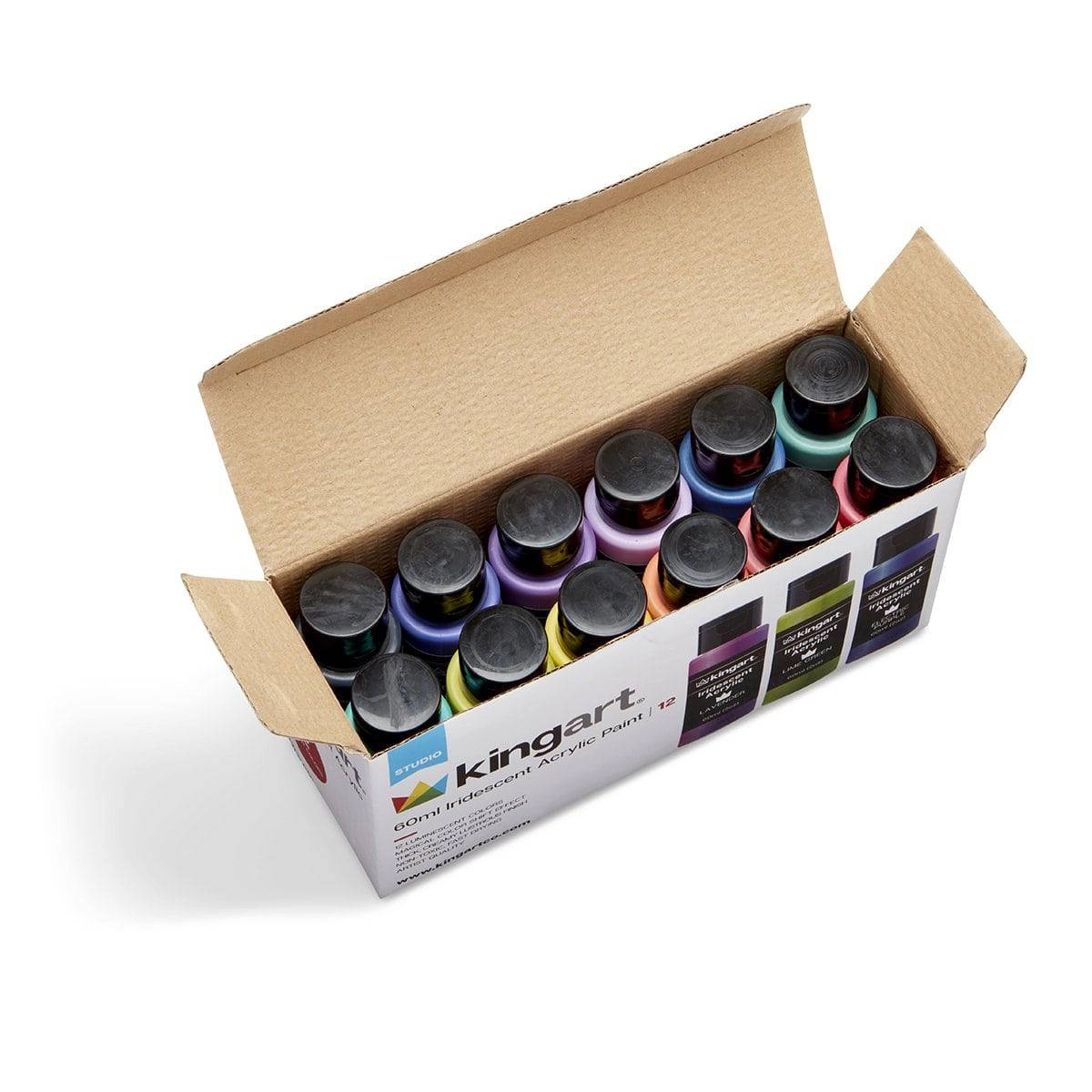 KINGART Studio Acrylic Paint - 60ml Bottles - 12 Iridescent Colors