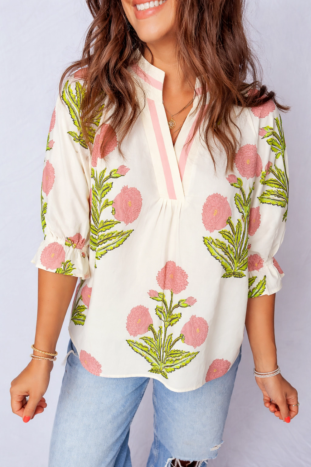 Threaded Pear Women's Noelle 3 4 Sleeve Blouse