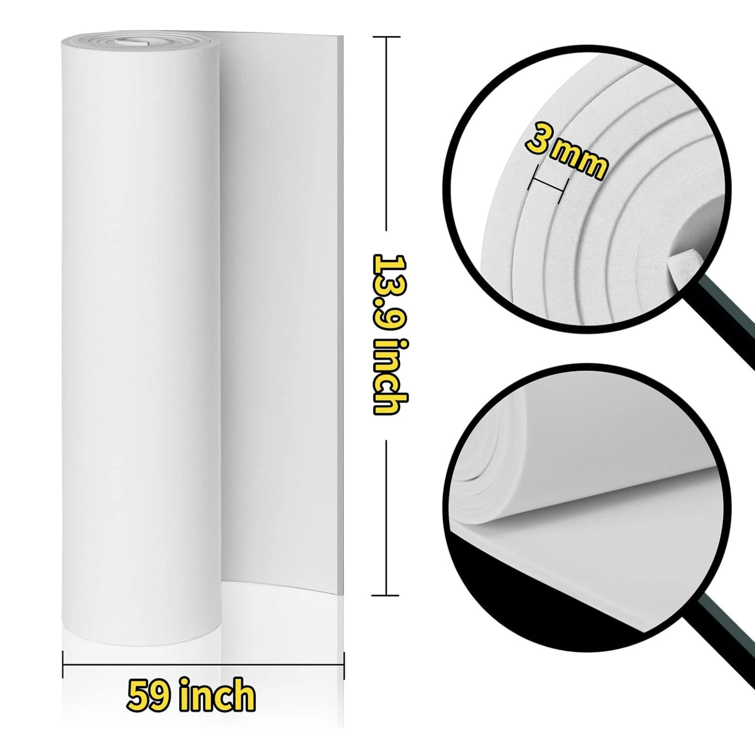 Stock Preferred 3mm EVA Foam Roll for Cosplay Crafts 13.9x59Inch Premium Sheet
