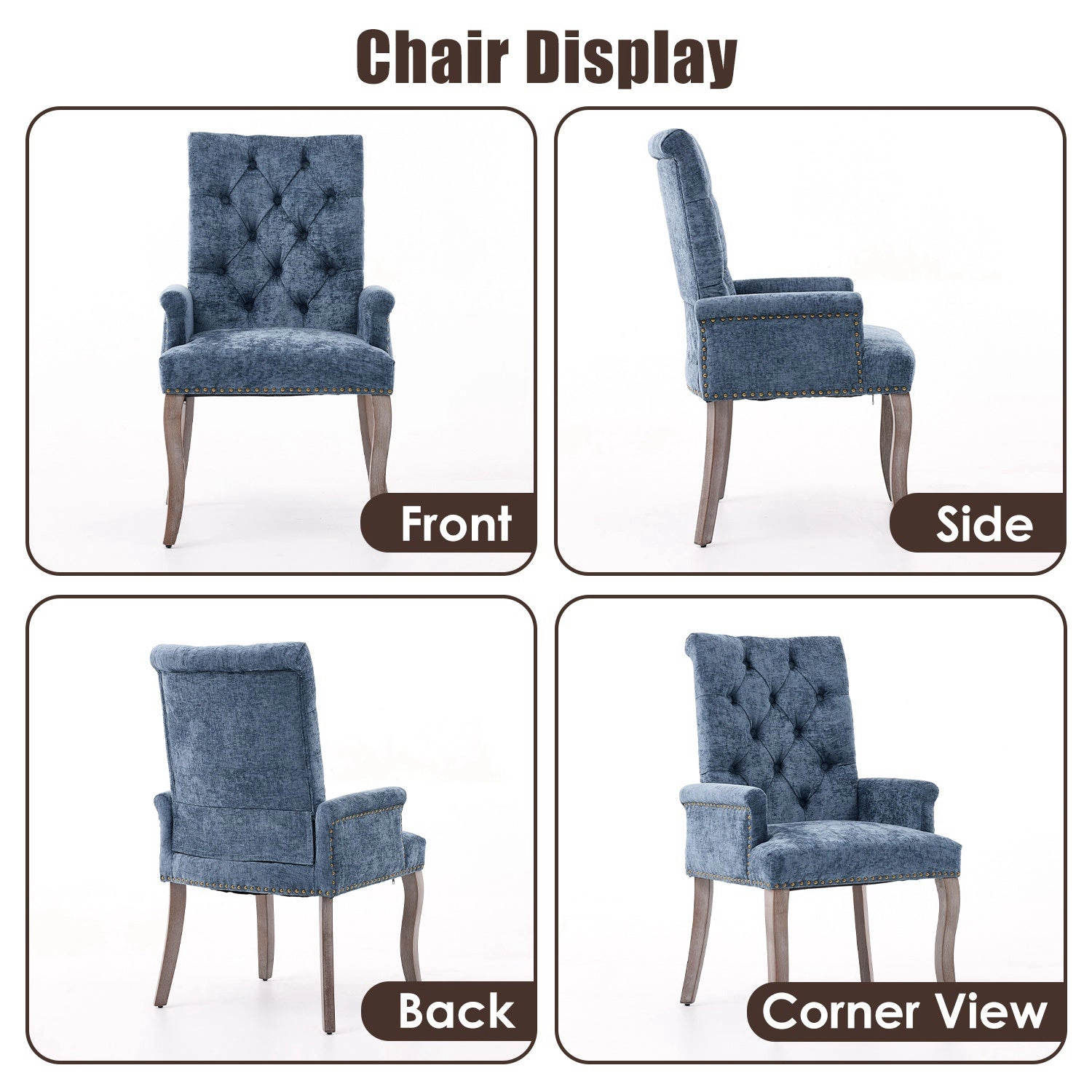 GBruno Tufted Chenille Dining Chair With Nailhead Trim