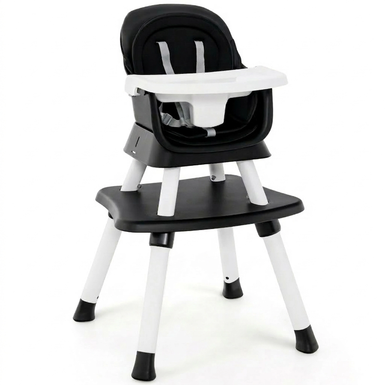 SUGIFT 6-in-1 Convertible Baby High Chair with Adjustable Removable Tray 55-lb Capacity Ages 6-36 Months Black