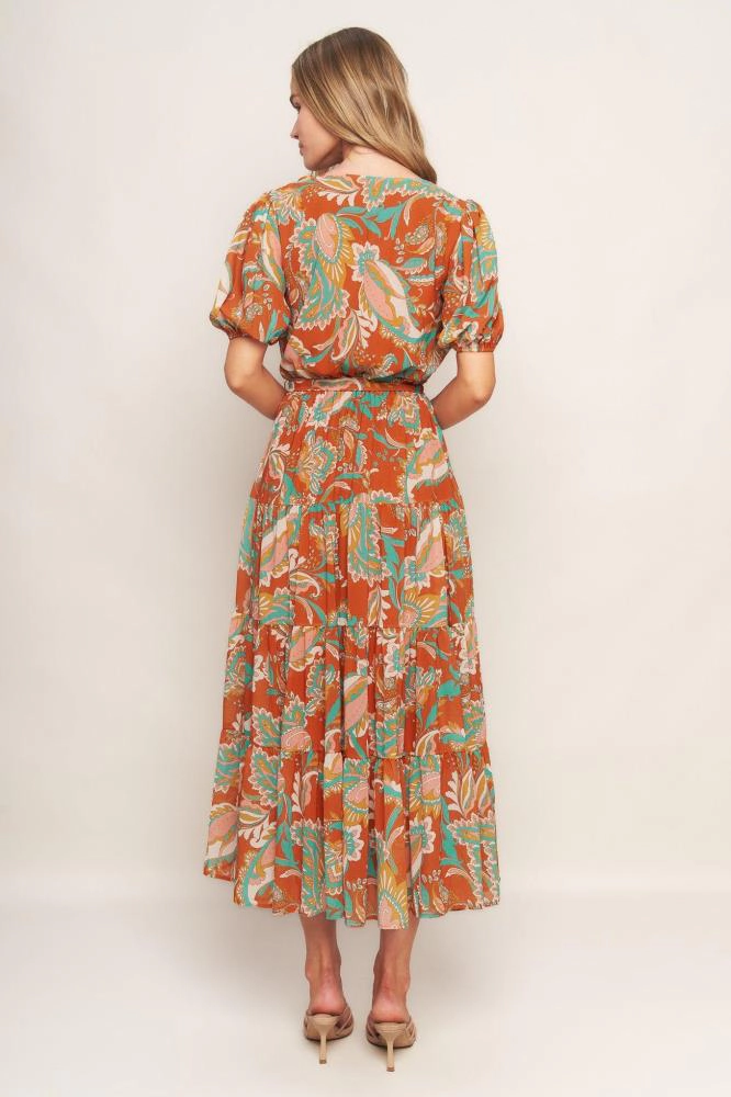 TRUEDAMES Women Can'T Live Without Rust Woven Midi Dress