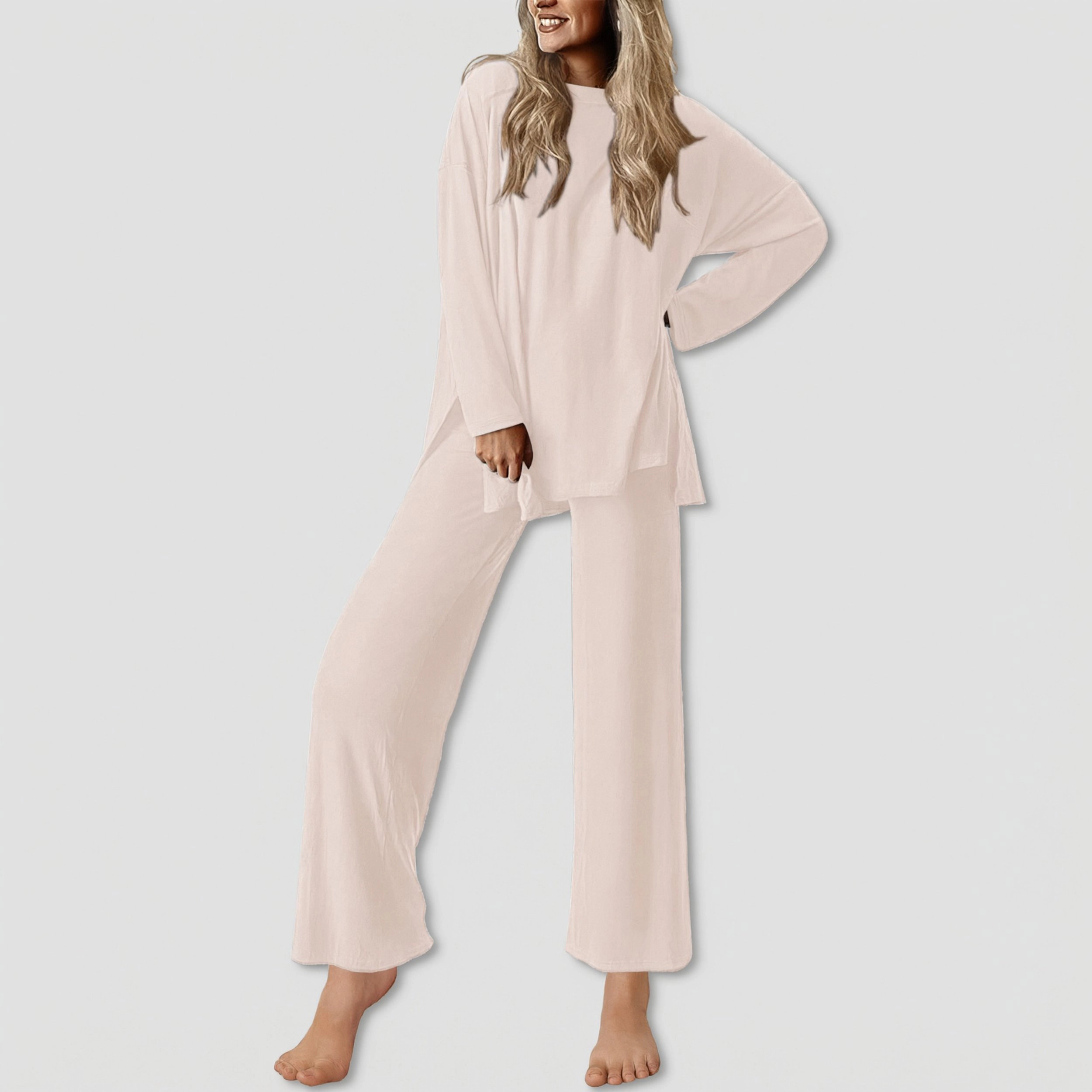 Ekouaer Lounge Sets for Womens Long Sleeve Pajamas Loungewear Two Piece Set