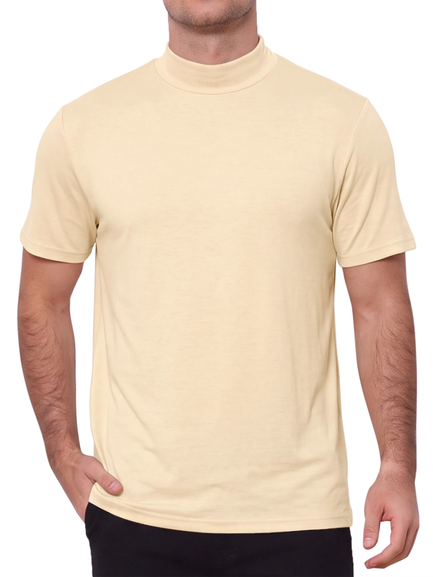 INSPIRE CHIC Men's Mock Neck Short Sleeve Casual Undershirt T-Shirt