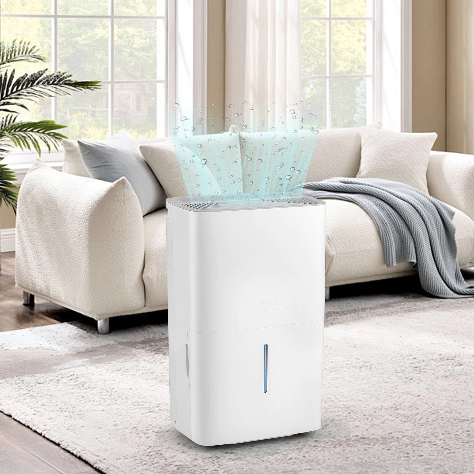 SlickBlue Portable White 150 Pint Dehumidifier with Smart Touch Control