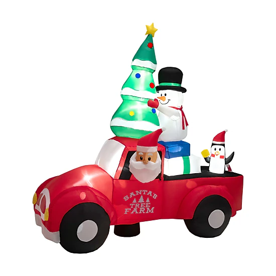 SUGIFT 8-ft W Christmas Inflatable Santa Claus Driving a Car with ...