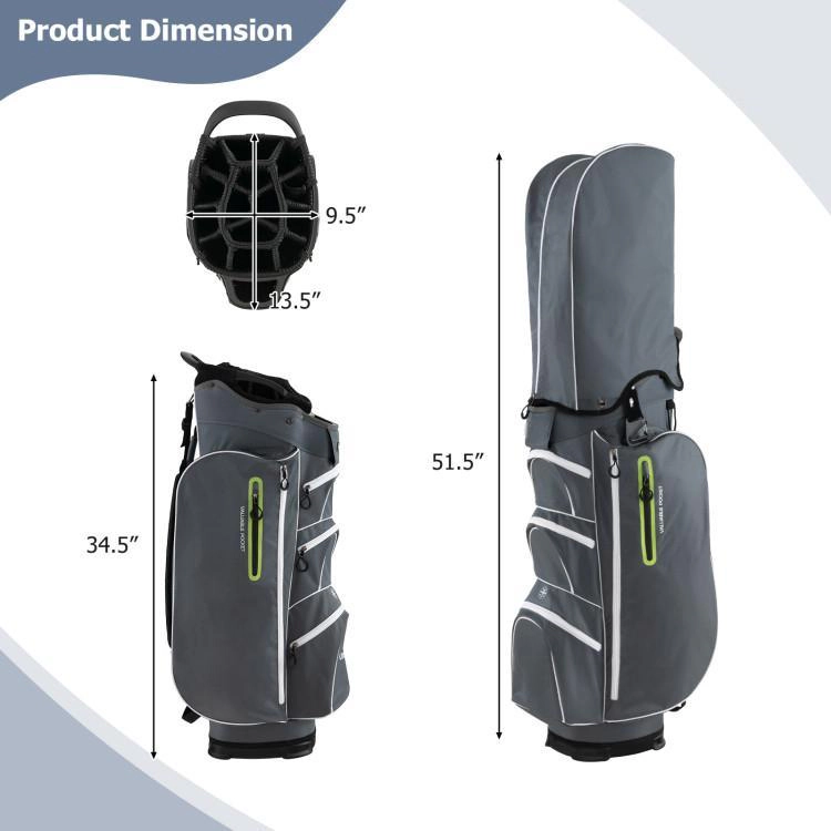 SUGIFT 9.5-in Lightweight Golf Cart Bag Sports Bag 15-Way Top Dividers 10 x 8.5 in Base 33-in Tall 5-lb Polyester Green
