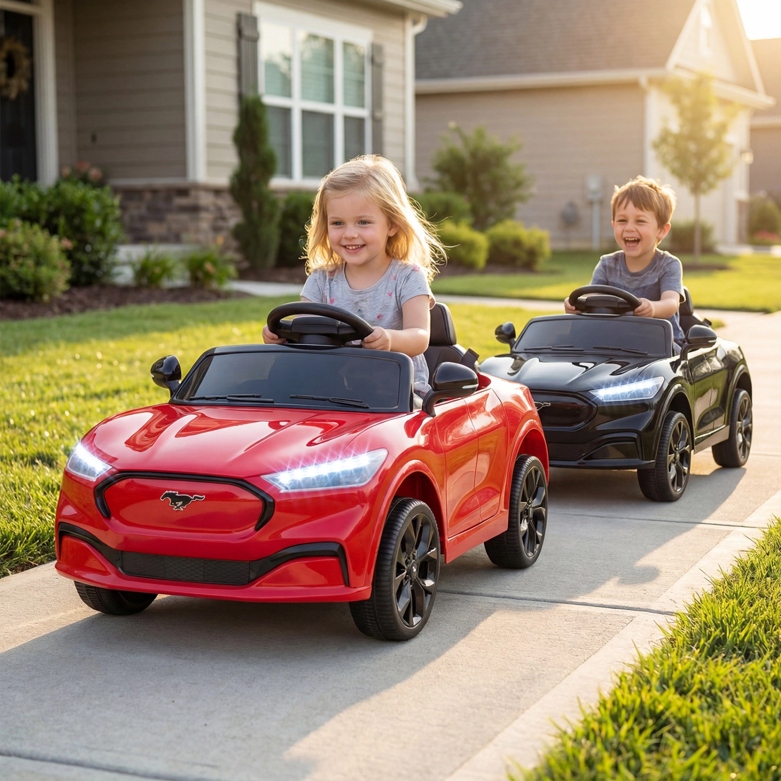SUGIFT Parent Remote Control and Horn Kids 12V Licensed Ford Mach E Ride On Car