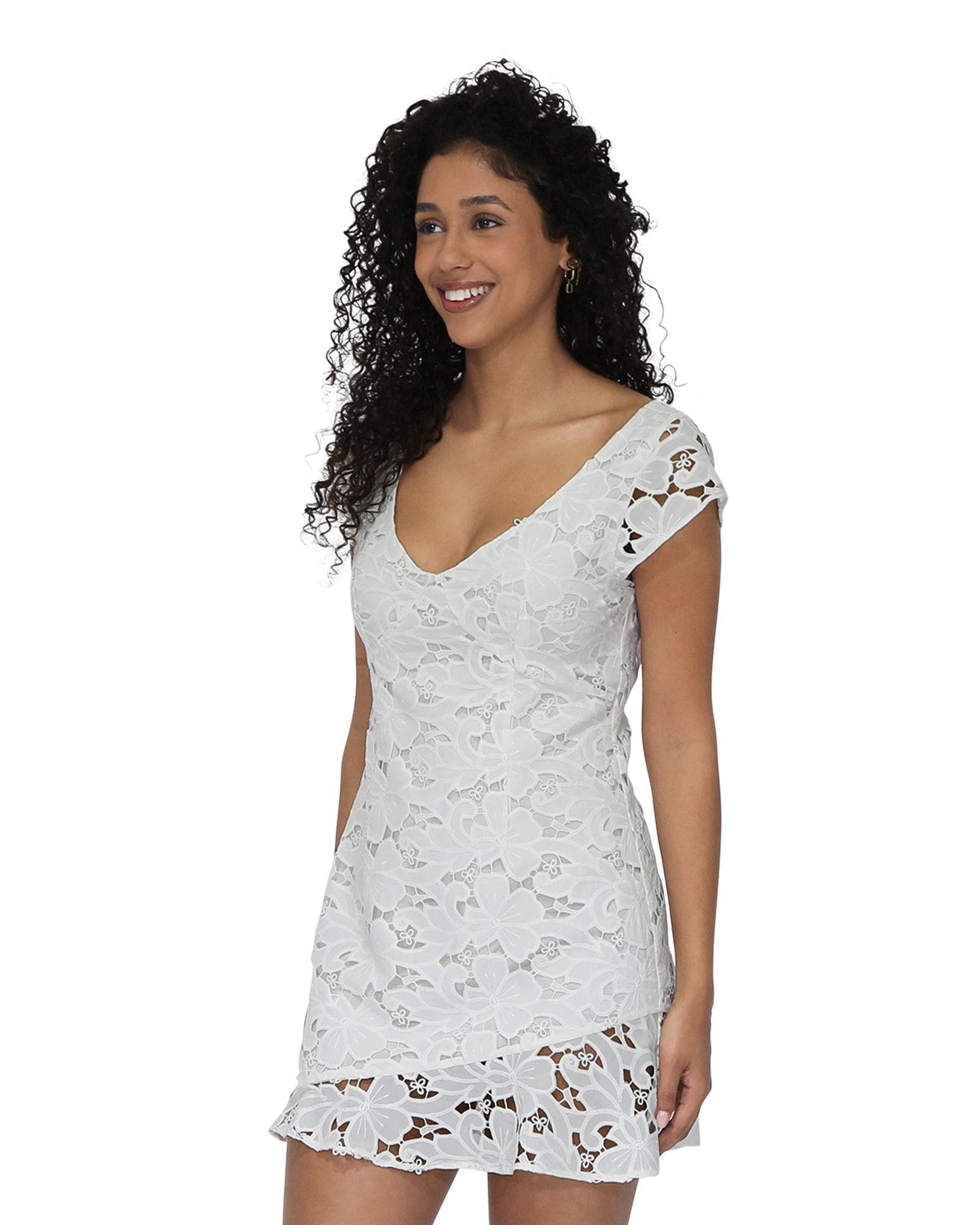 Belle & Bloom Womens Drifting Slowly Lace Mini Dress