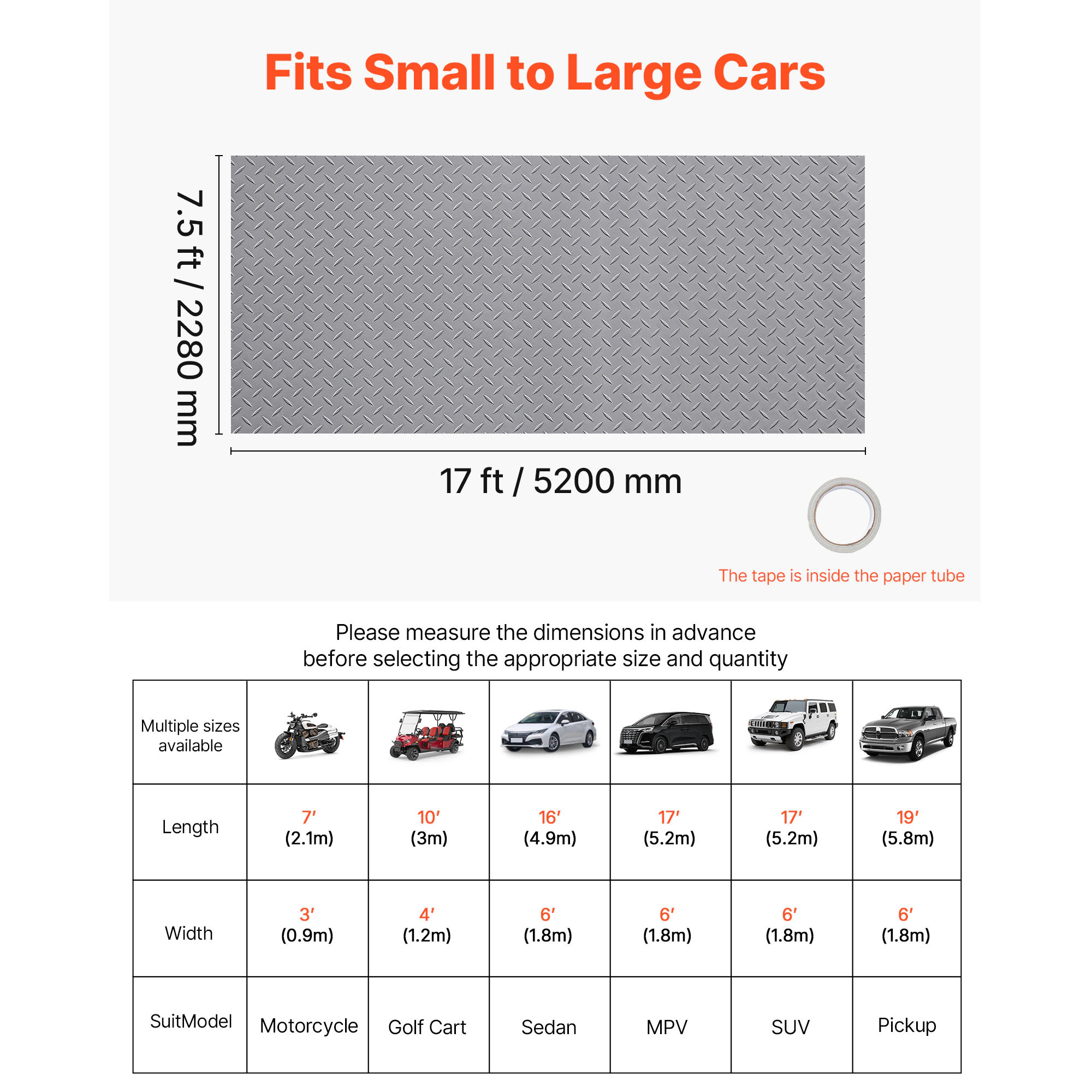 HONGGE Garage Floor Roll Garage Flooring Mat 2.2 mm Thick ened PVC Diamond Plate Floor Protector Mat with Double-sided