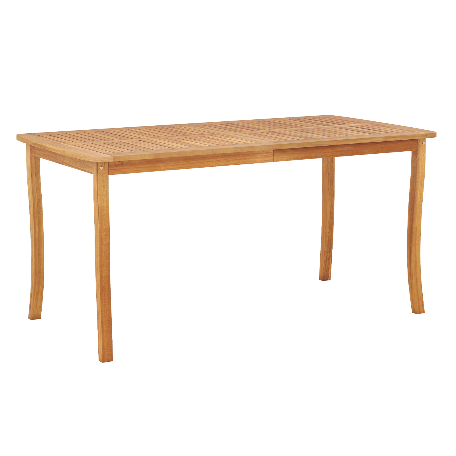 SUGIFT 63-In Natural Acacia Wood Farmhouse Patio Dining Table with Umbrella Hole