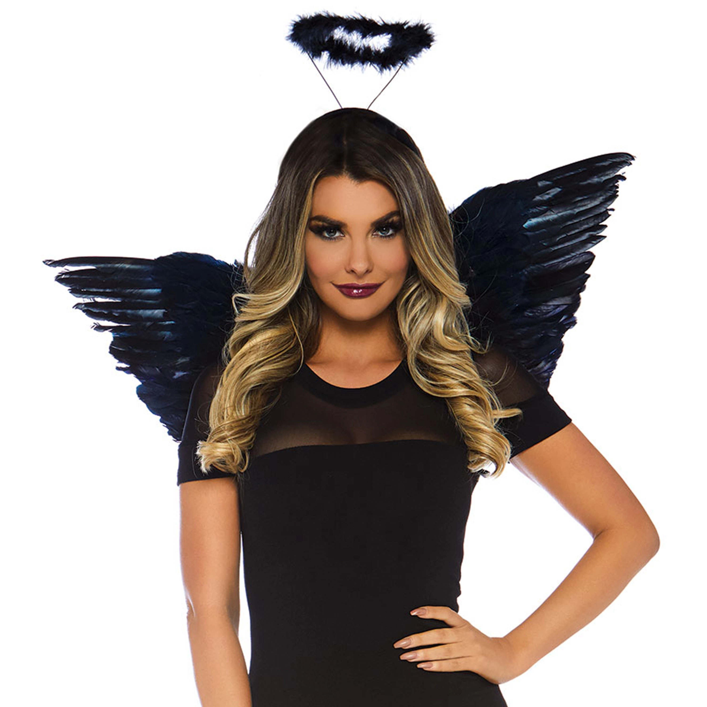 Leg Avenue Women's 2-Piece Angel Costume Kit with Wings and Marabou Halo