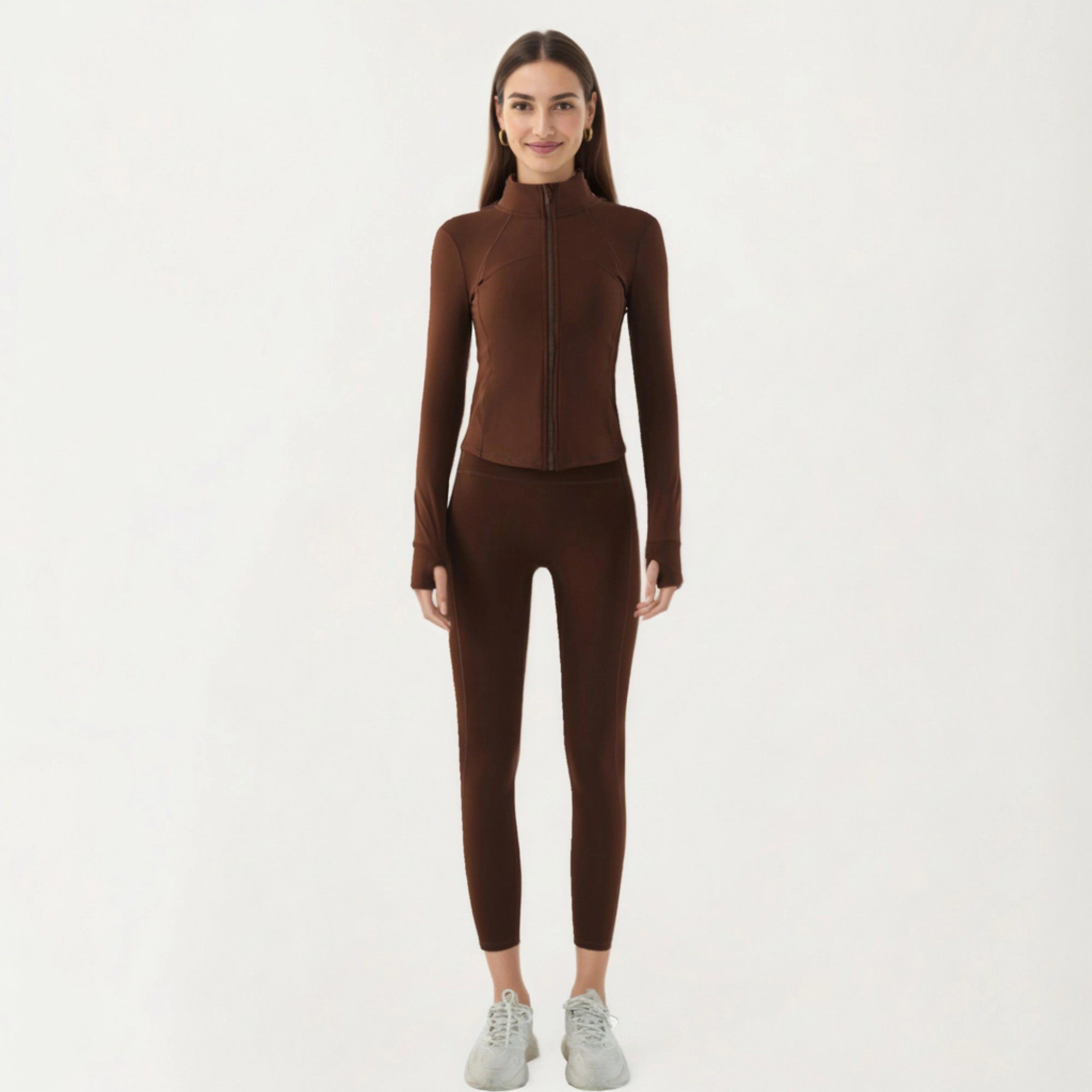 Anna-Kaci Women's Long Sleeve Fitted Athletic Jacket with Full-Zip Front Thumbhole Cuffs and Contoured Seams