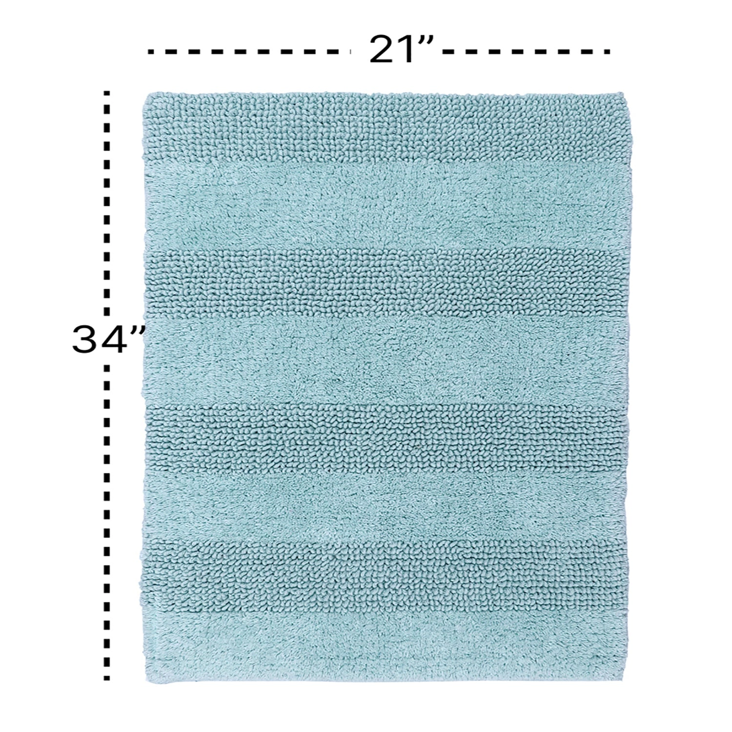 Knightsbridge Stylish And Comfortable All Season Traditional Wide Cut Design Cotton Bath Rug 21 X 34 Light Blue