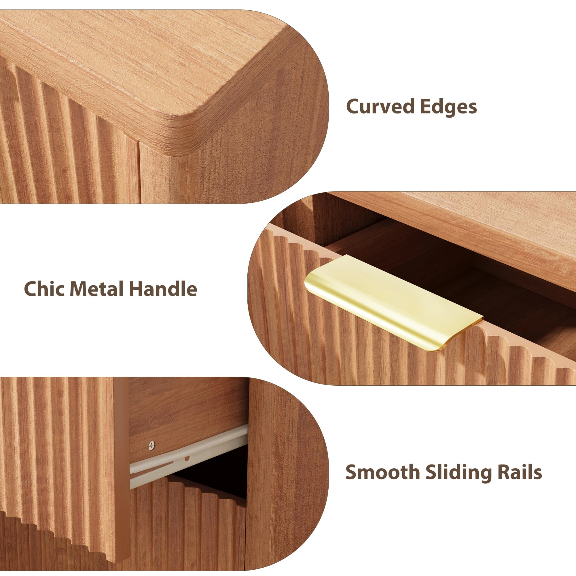 Modern 6 Drawer Wood Dresser, 47" Chest of Drawers Storage Cabinet for Bedroom or Nursery