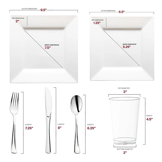 Smarty Had A Party White Square Plastic Wedding Value Set