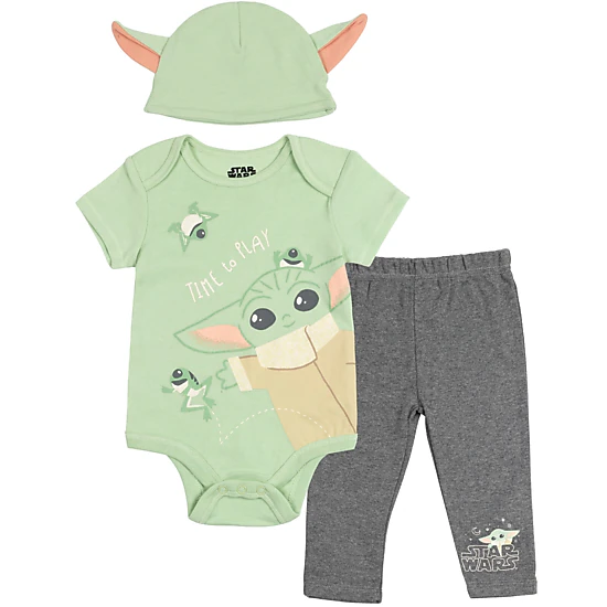 Star Wars The Mandalorian Grogu Baby 8-Piece Bodysuit and Pants Set