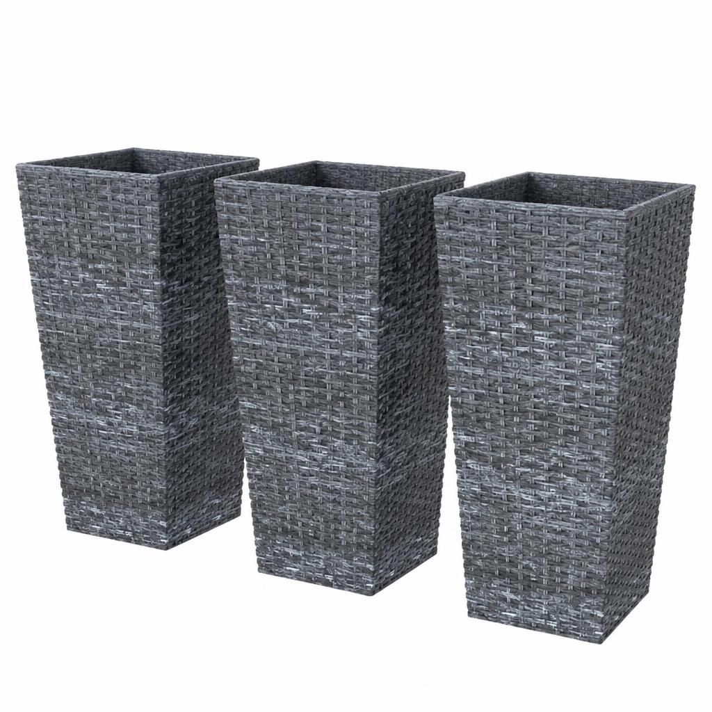 WOW PIONEER Tall Cylindrical Polypropylene Planter for Container Gardening Patio Outdoor