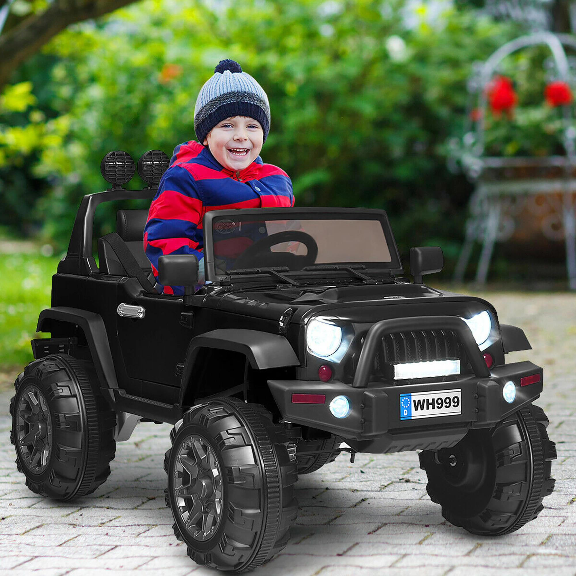 Costway 12V Kids Ride On Truck RC Car w/ LED Lights Music Trunk