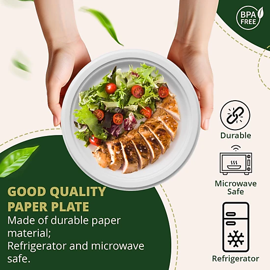 Naturawave Heavy-Duty Compostable Paper Plates, 9-Inch, 125 Count ...