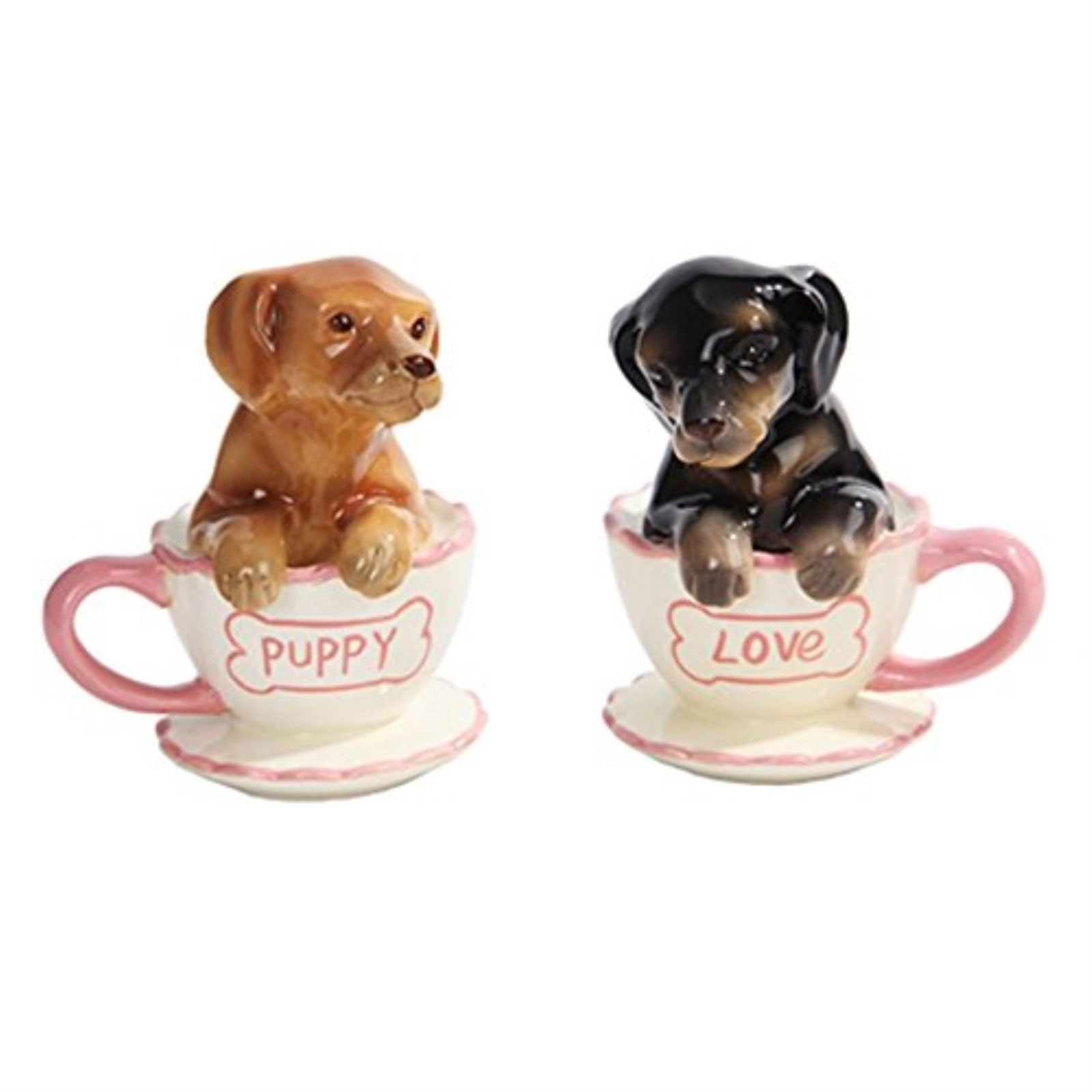 Pacific Giftware Dachshund Puppies in Teacups Ceramic Salt & Pepper Shakers