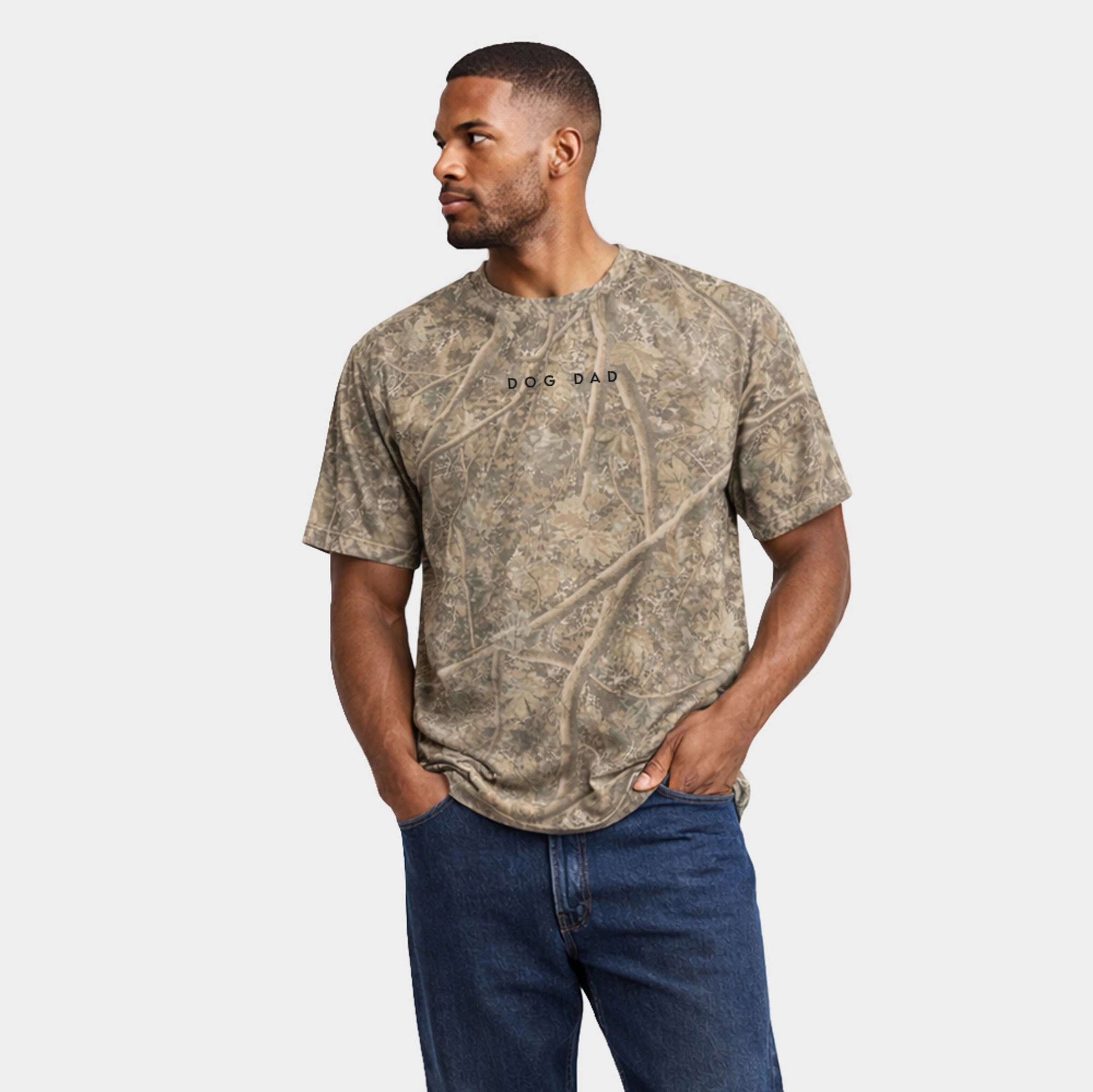 Simply Sage Market - Men's Heavyweight Camo Tee Dog Dad Minimal Puff Print