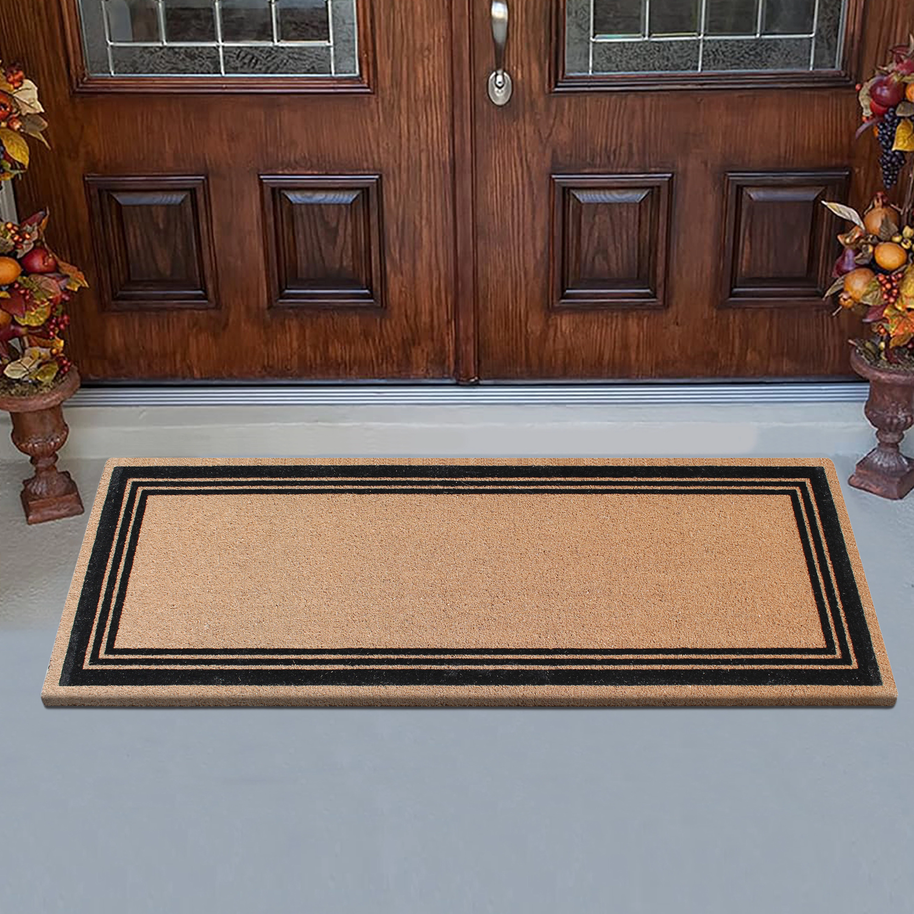 A1 Home Collections Natural Coir Flocked Doormat Anti-Shed Heavy Duty Outdoor Front Door Mat 24 x 57 In