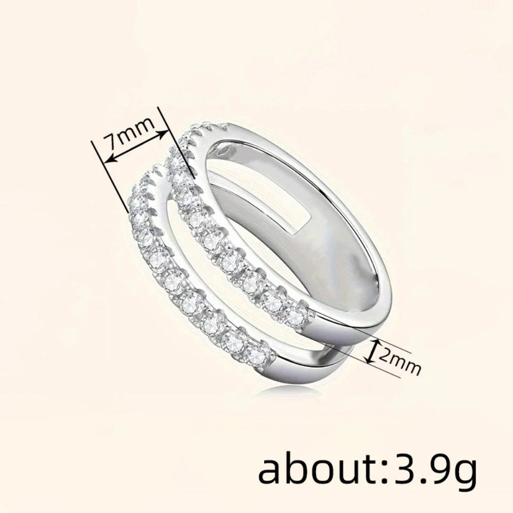 Women Dainty Cubic Zirconia Half Eternity Stackable Engagement Enhancer Guard Double Ring