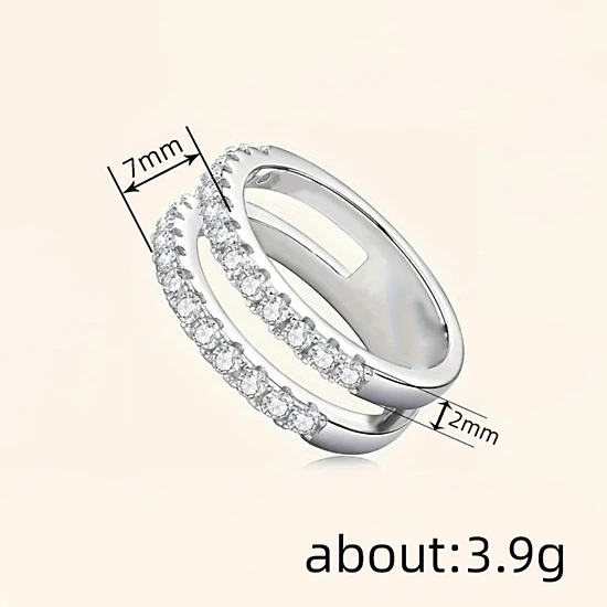 Women Dainty Cubic Zirconia Half Eternity Stackable Engagement Enhancer Guard Double Ring