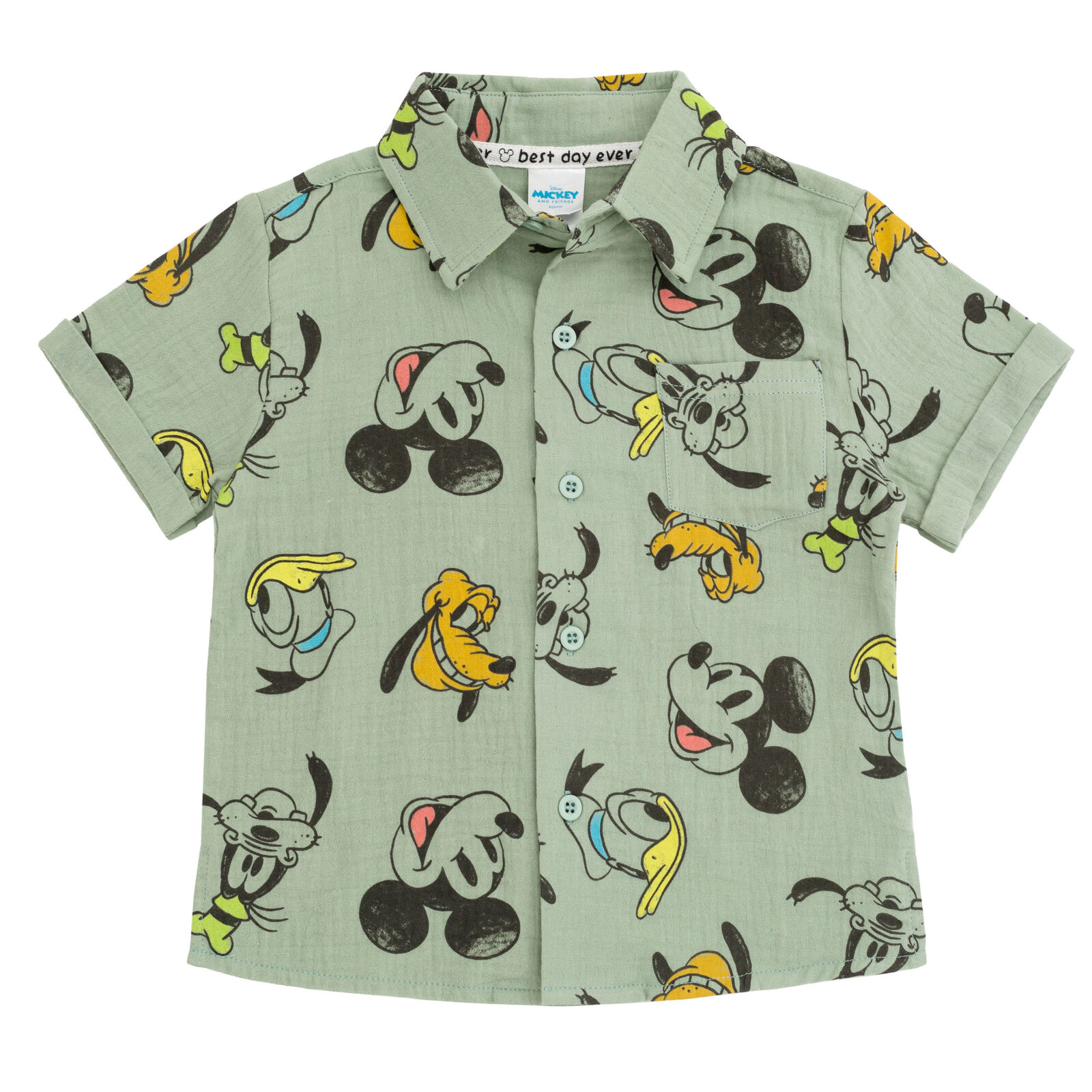 Disney Mickey Mouse Boys' Button-Down Shirt, Tee and Shorts Set