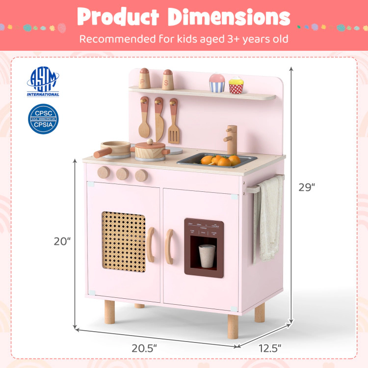 Hivvago Wooden Pretend Kitchen Playset with Realistic Ice Maker