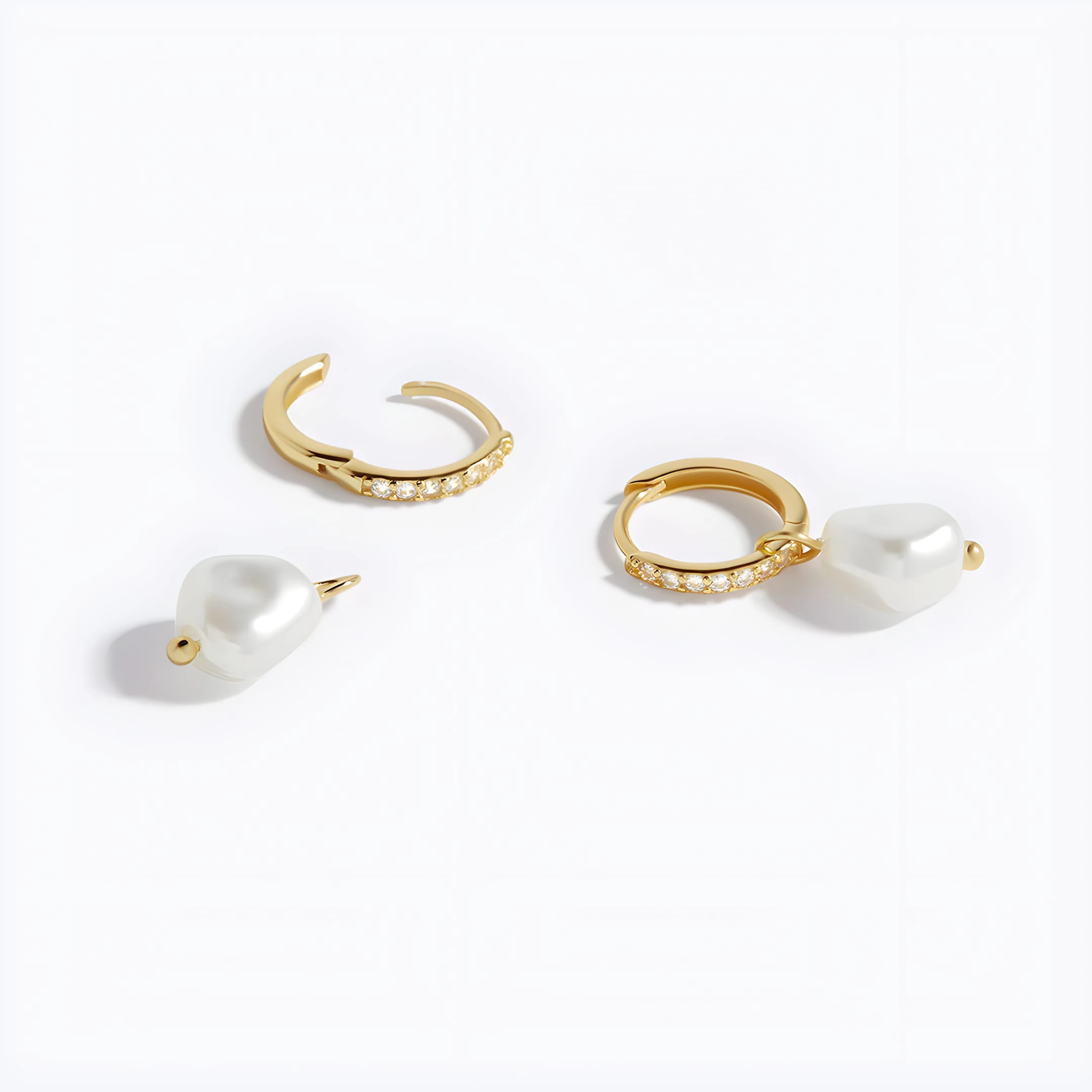 Mint & Lily Women's Freshwater Pearl Drop Huggie Earrings